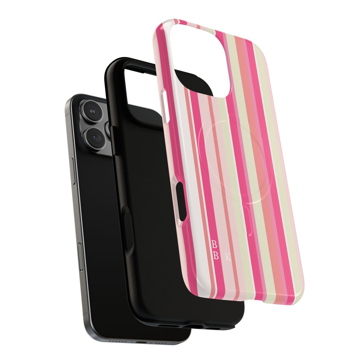 Magnetic Tough Case — Pink Striped Phone Cover (MagSafe Compatible)