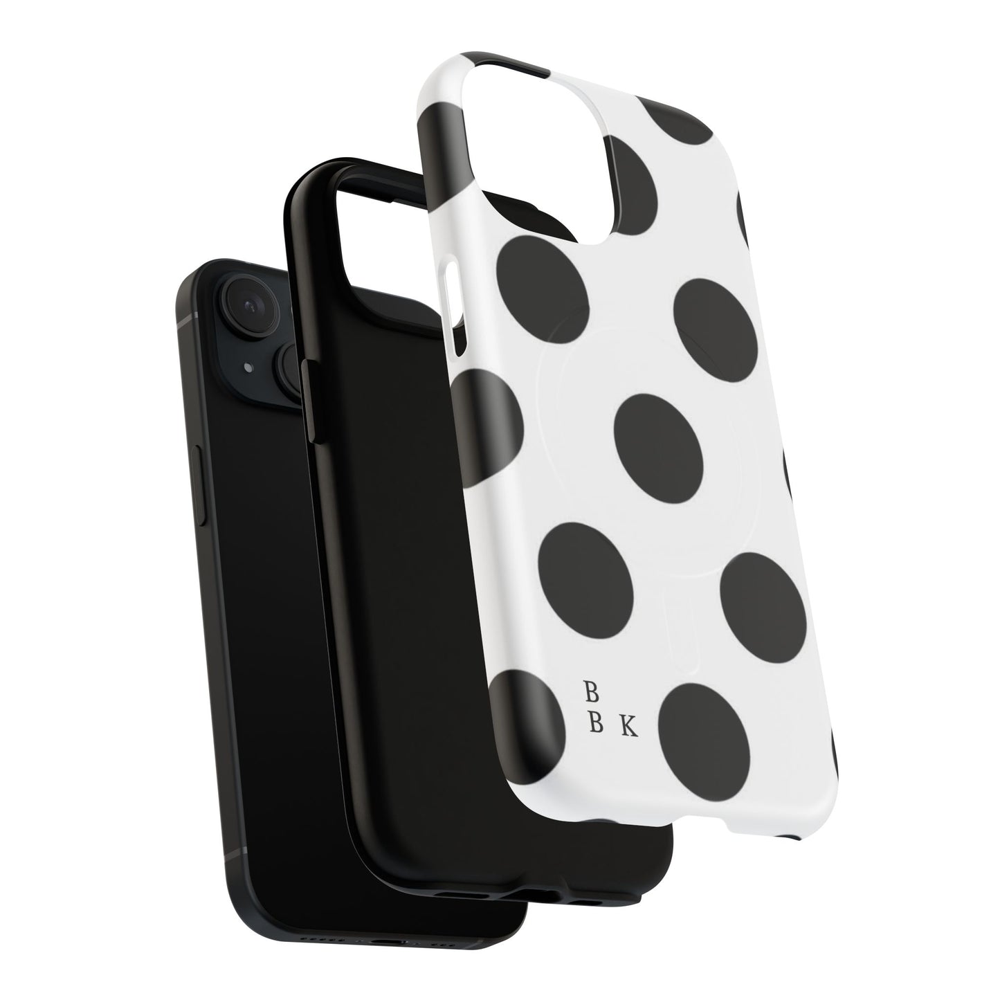 Polka Dot Magnetic Phone Case — Black & White Retro Dot Tough Case