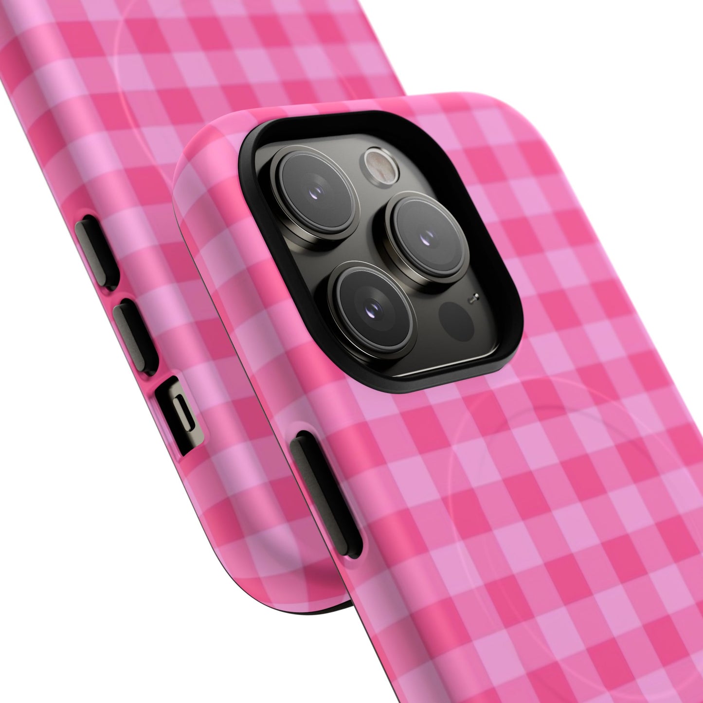 Pink Gingham Tough Magnetic Phone Case – Durable Checkered Design