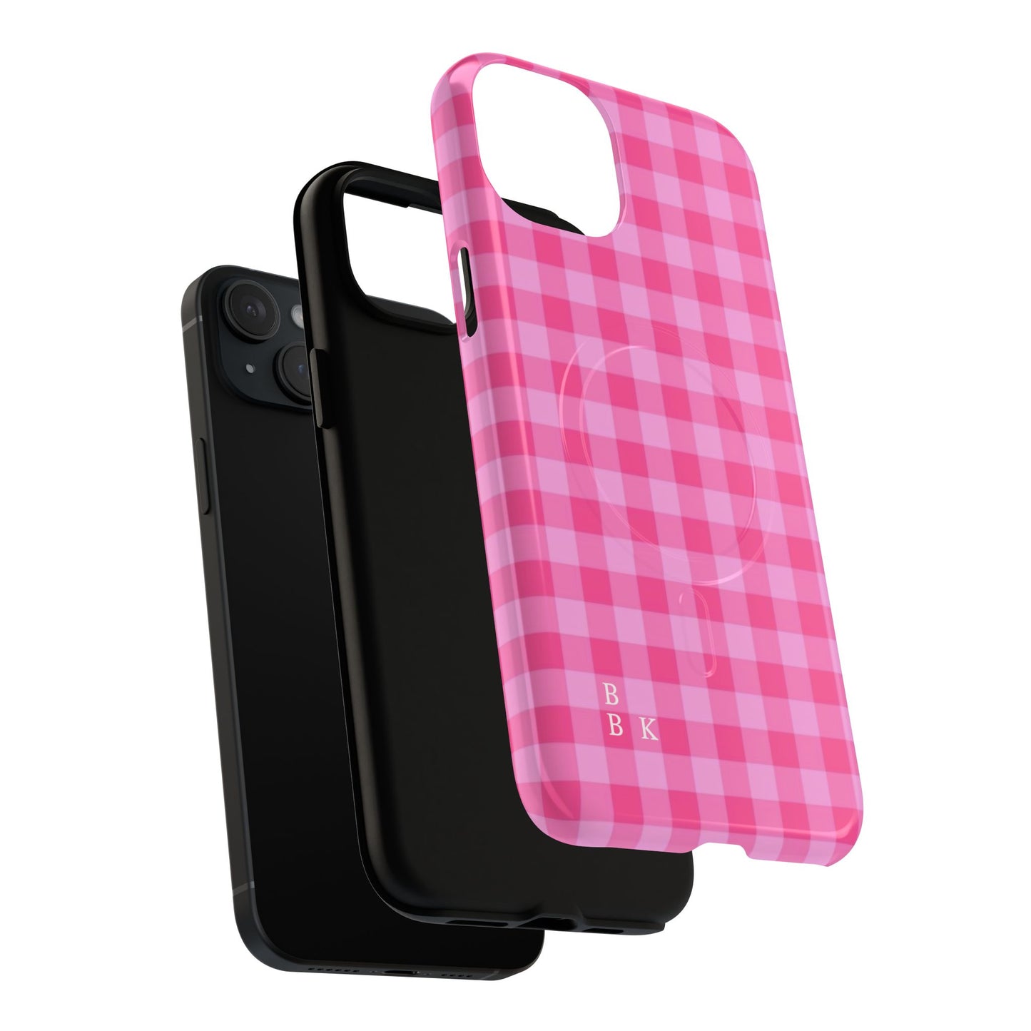 Pink Gingham Tough Magnetic Phone Case – Durable Checkered Design