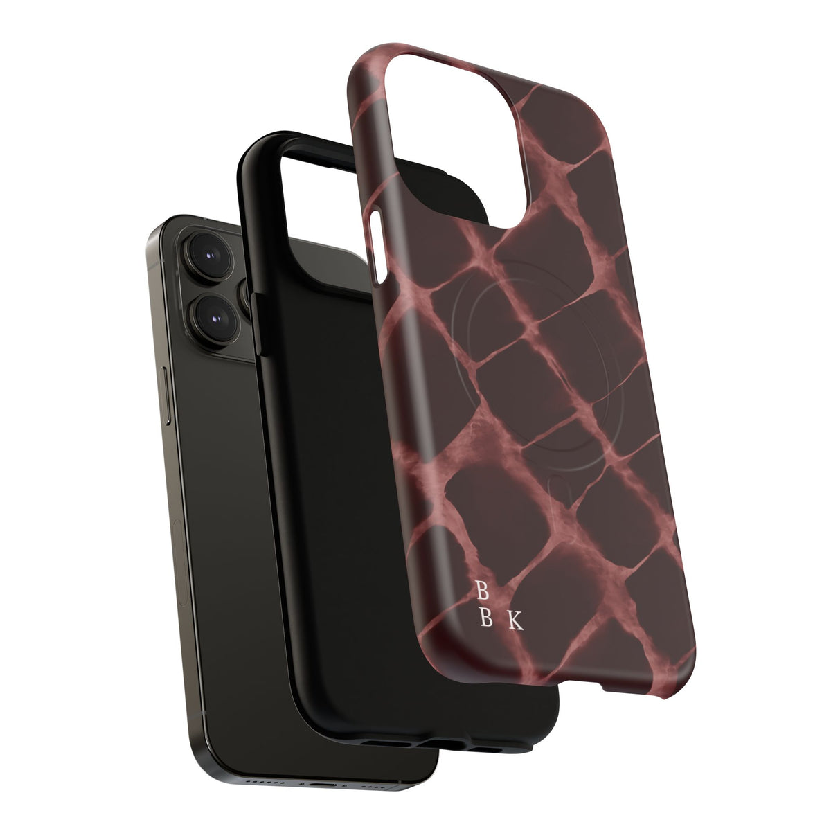 Magnetic Phone Case — Burgundy Marble Tough Protective Cover