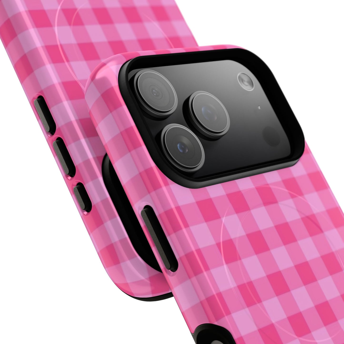 Pink Gingham Tough Magnetic Phone Case – Durable Checkered Design