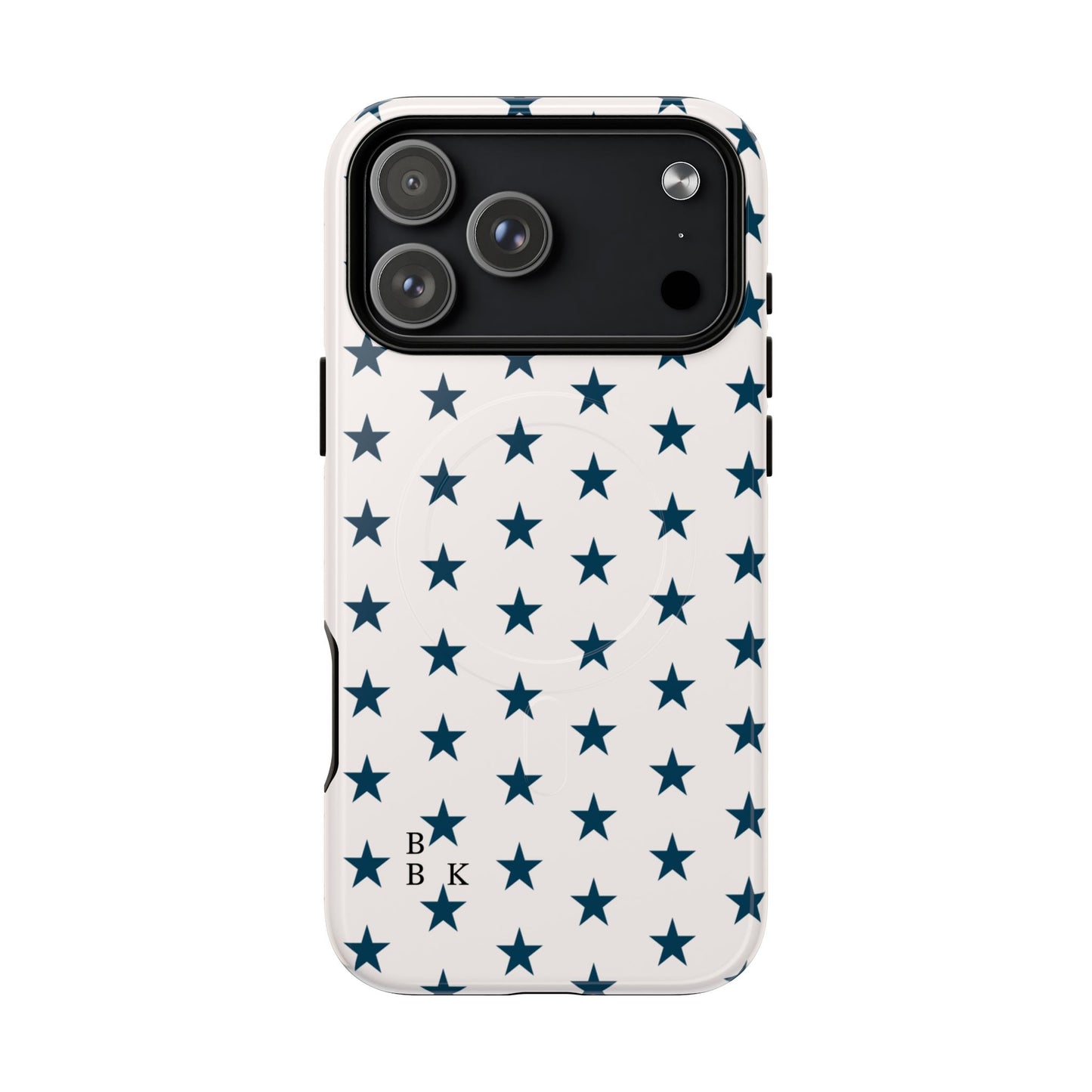 Star Pattern Tough Magnetic Phone Case — Navy Stars on White