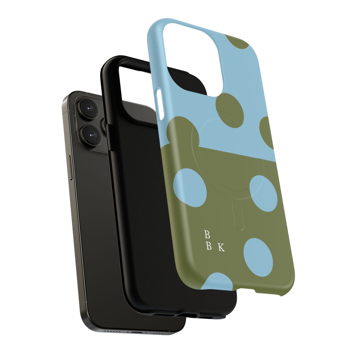 Polka Dot Magnetic Phone Case — Blue & Olive Protective Snap-On Cover