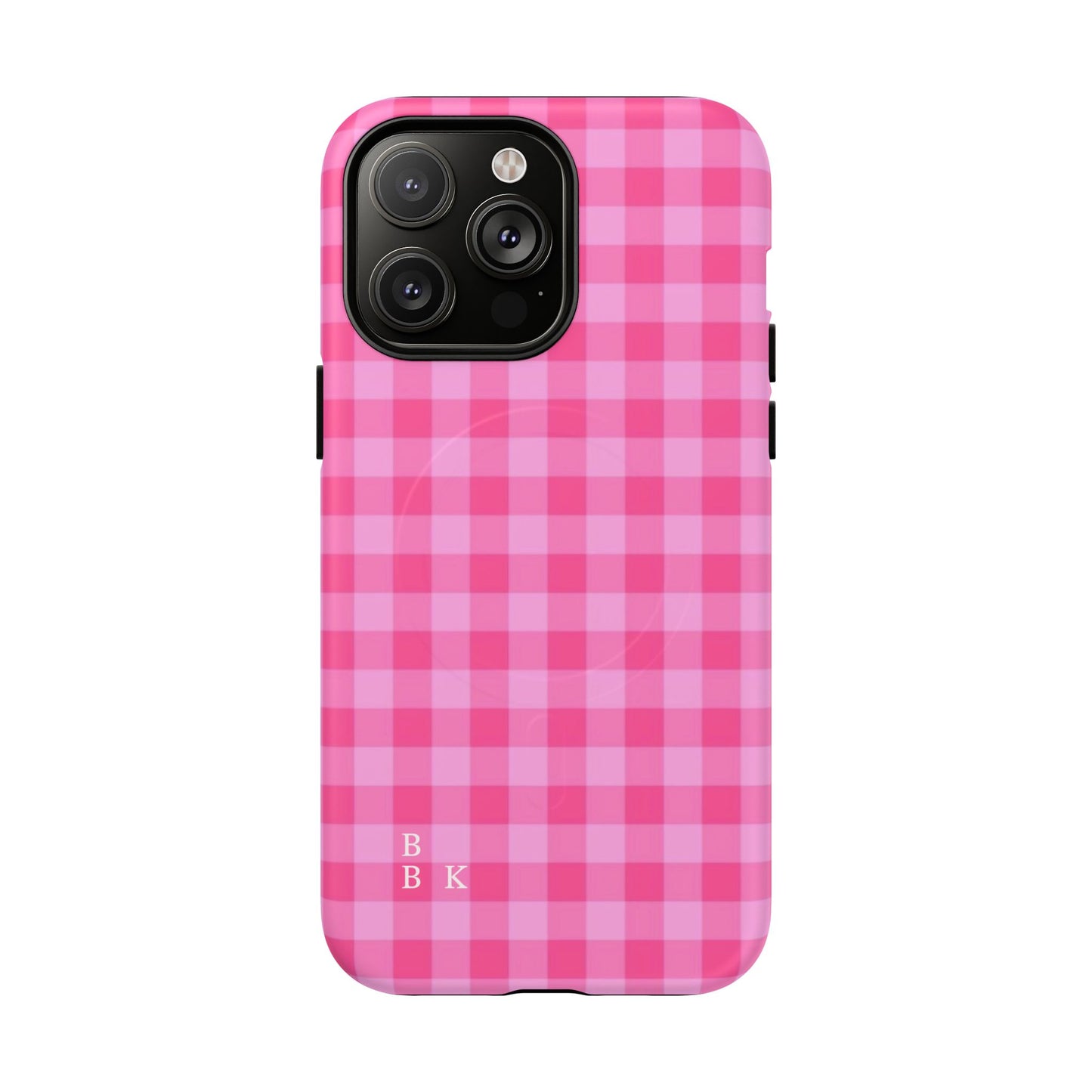 Pink Gingham Tough Magnetic Phone Case – Durable Checkered Design