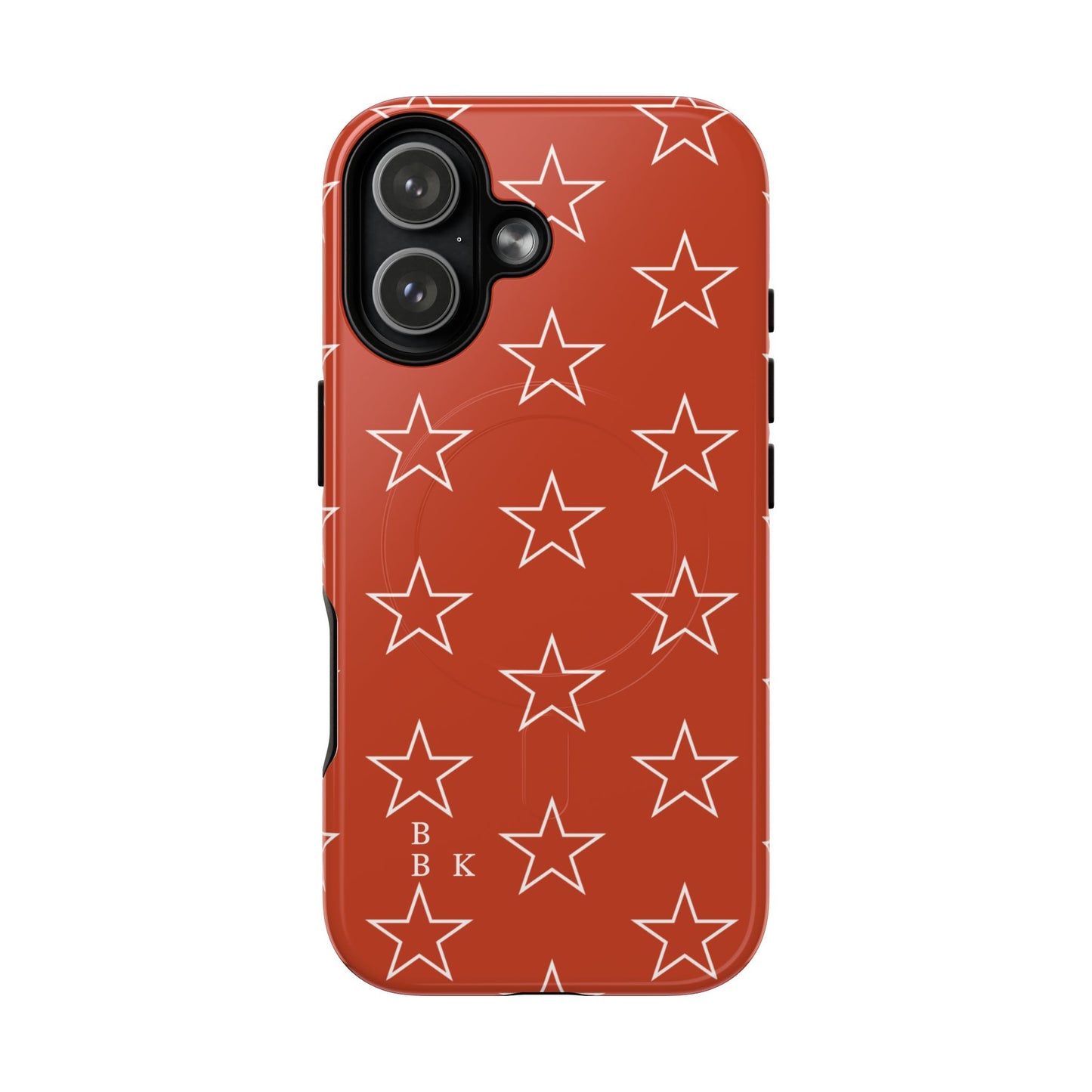 Star Pattern Tough Magnetic Phone Case — Rust Red Protective iPhone Cover