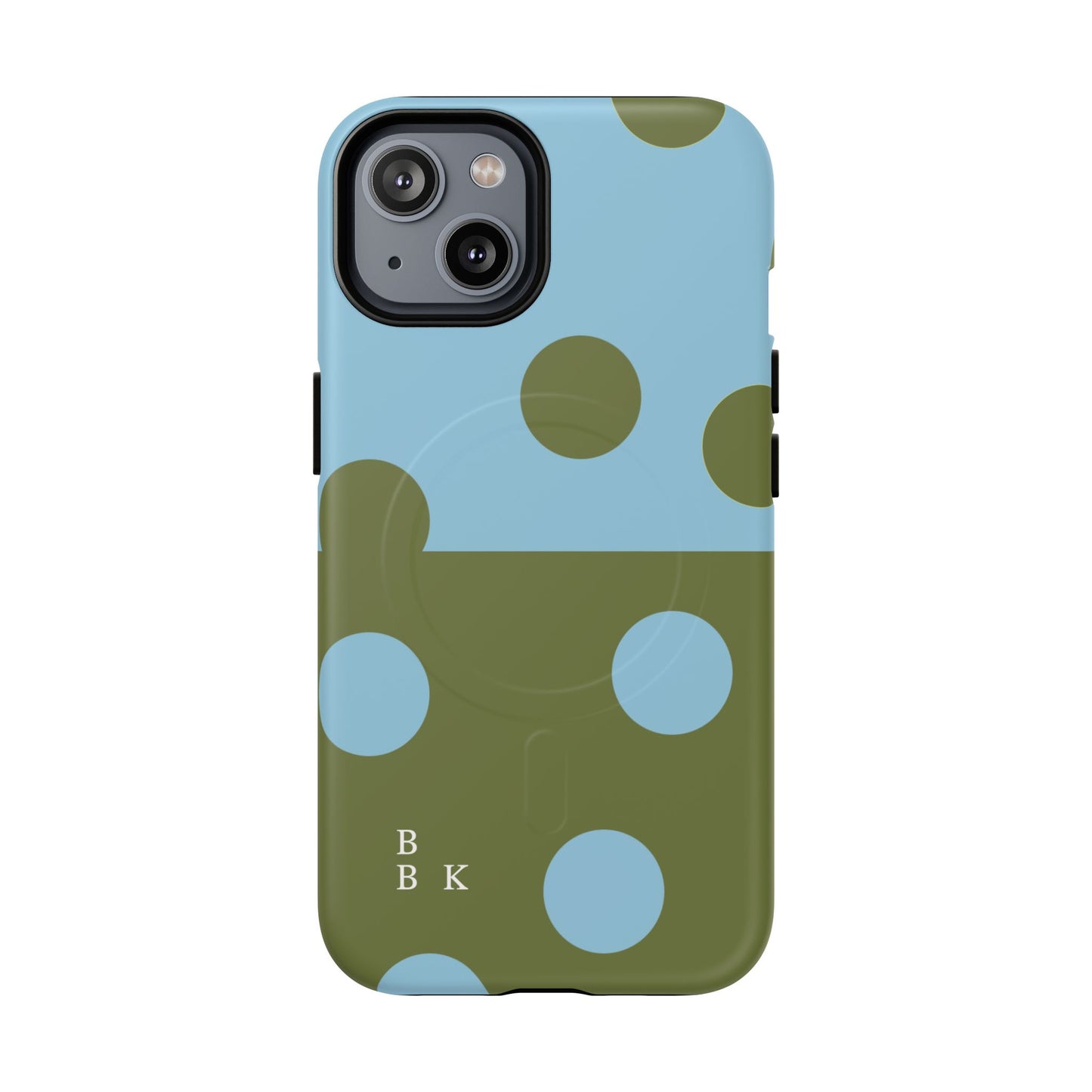 Polka Dot Magnetic Phone Case — Blue & Olive Protective Snap-On Cover