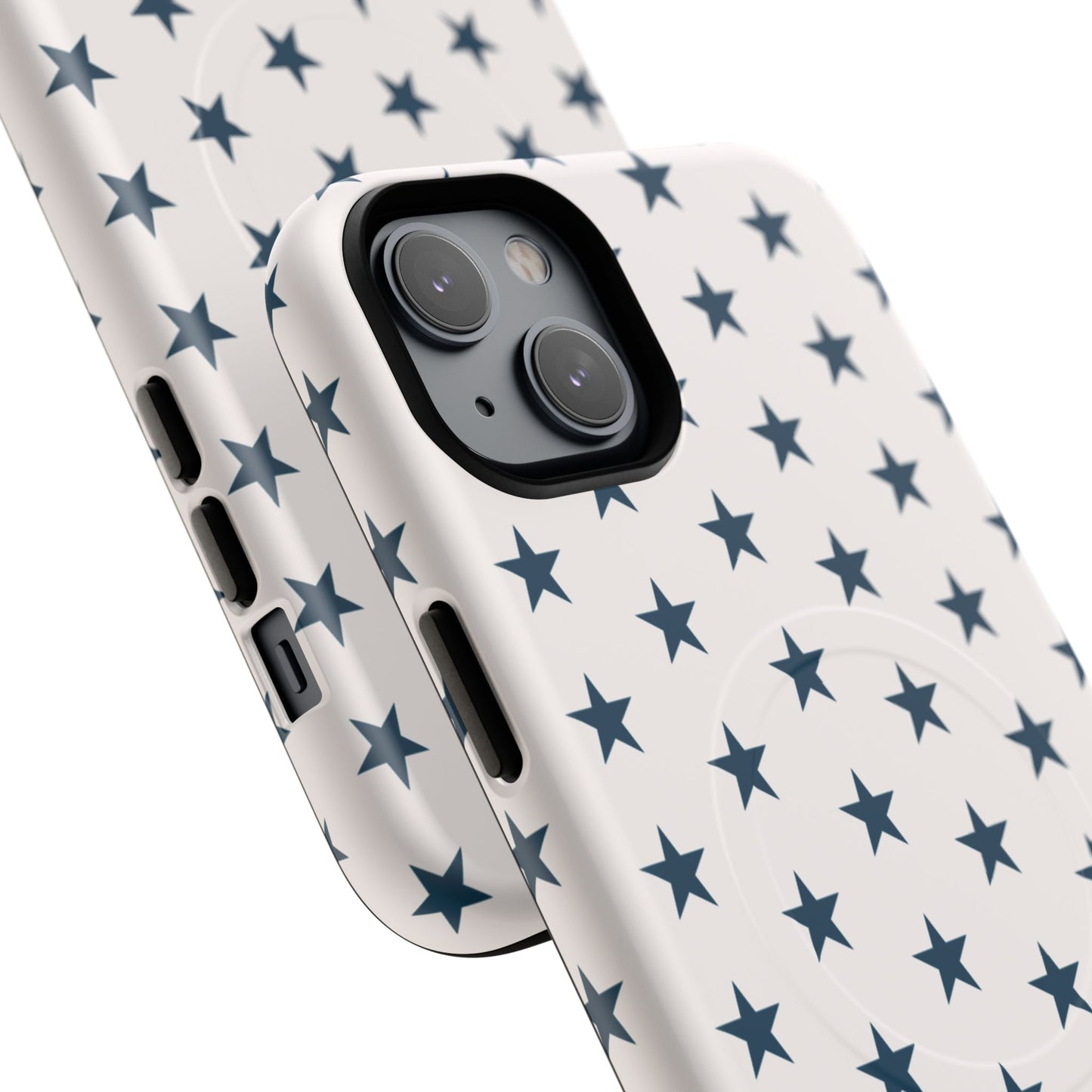 Star Pattern Tough Magnetic Phone Case — Navy Stars on White