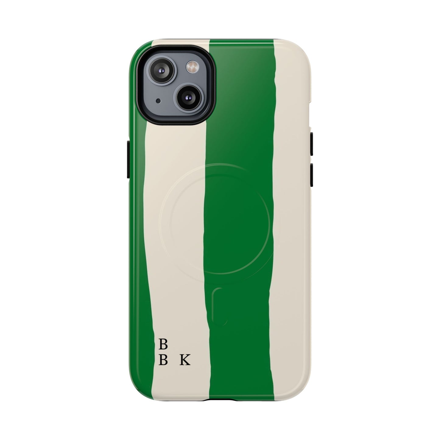 Green Stripe Tough Magnetic Phone Case — Custom Monogram BBK