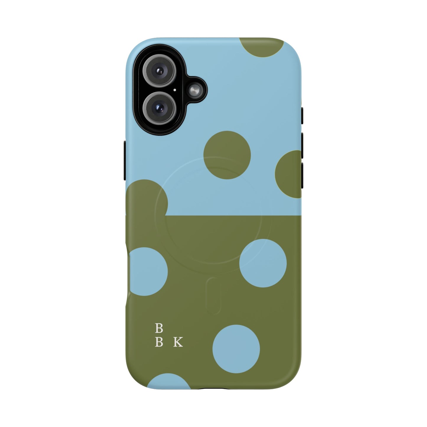 Polka Dot Magnetic Phone Case — Blue & Olive Protective Snap-On Cover