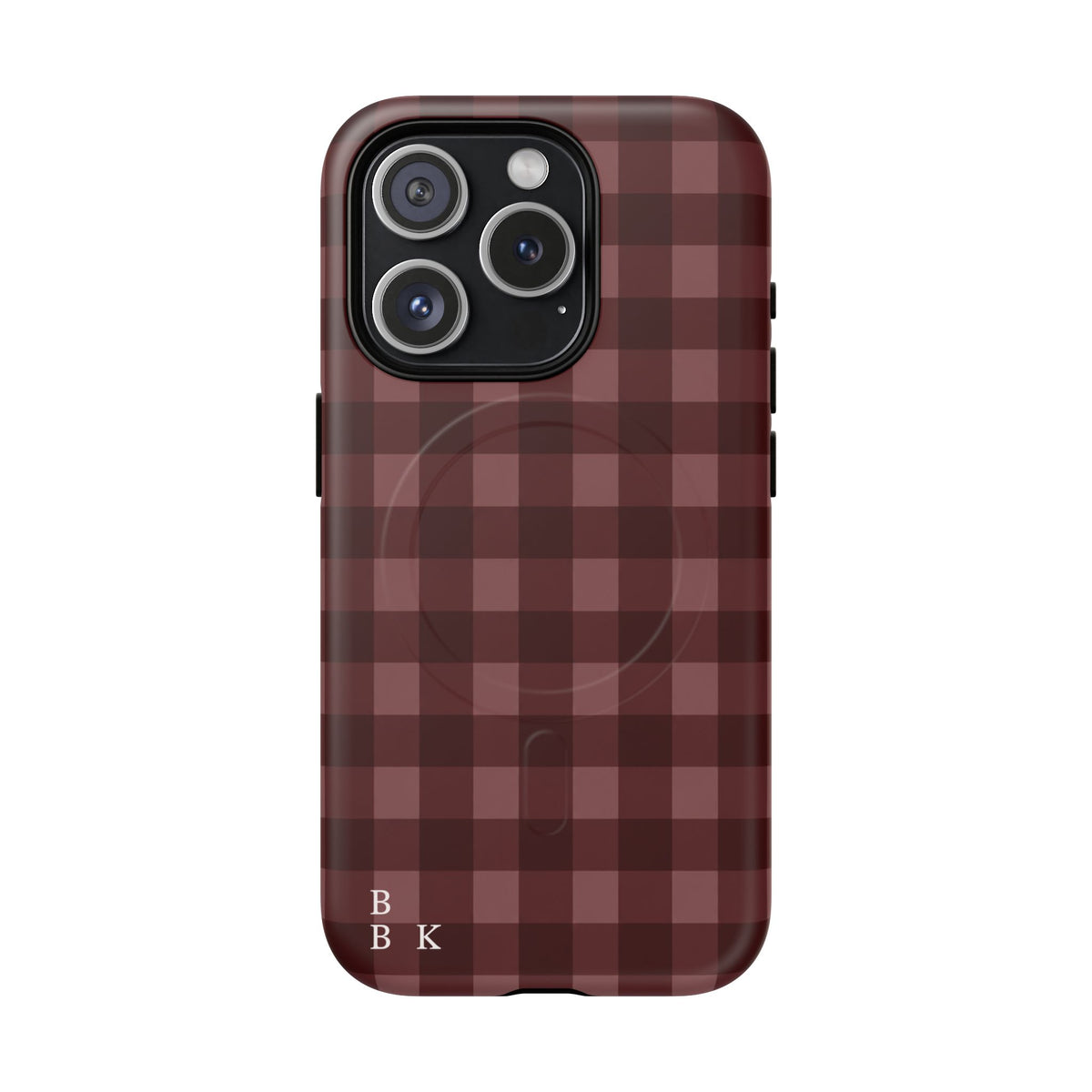 Plaid Magnetic Phone Case — Burgundy Buffalo Check Tough Protective Cover