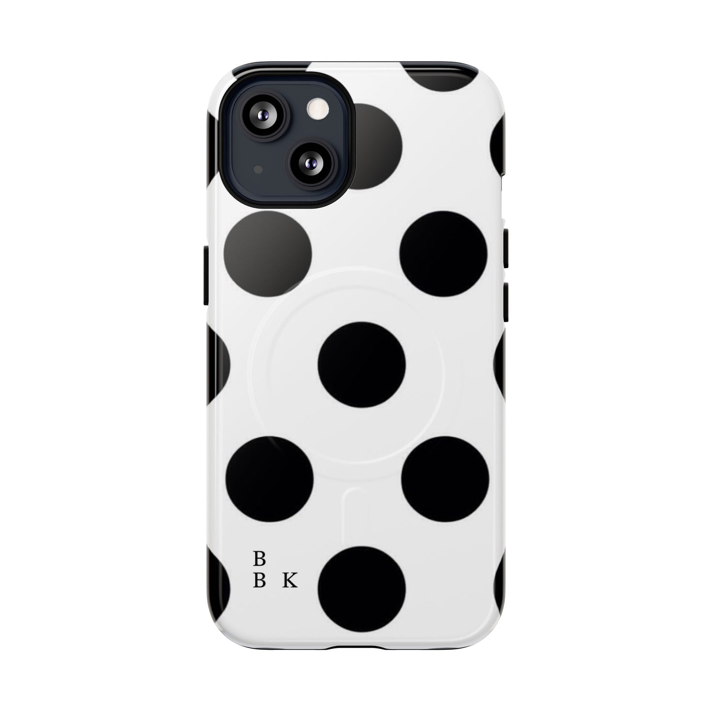Polka Dot Magnetic Phone Case — Black & White Retro Dot Tough Case
