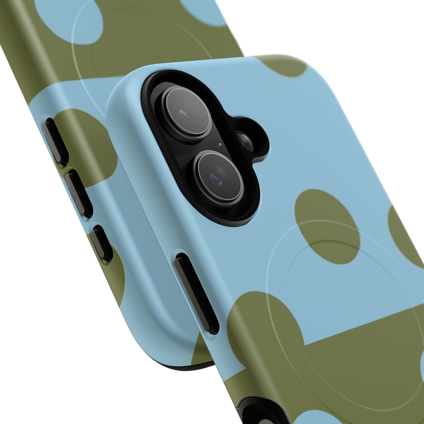 Polka Dot Magnetic Phone Case — Blue & Olive Protective Snap-On Cover