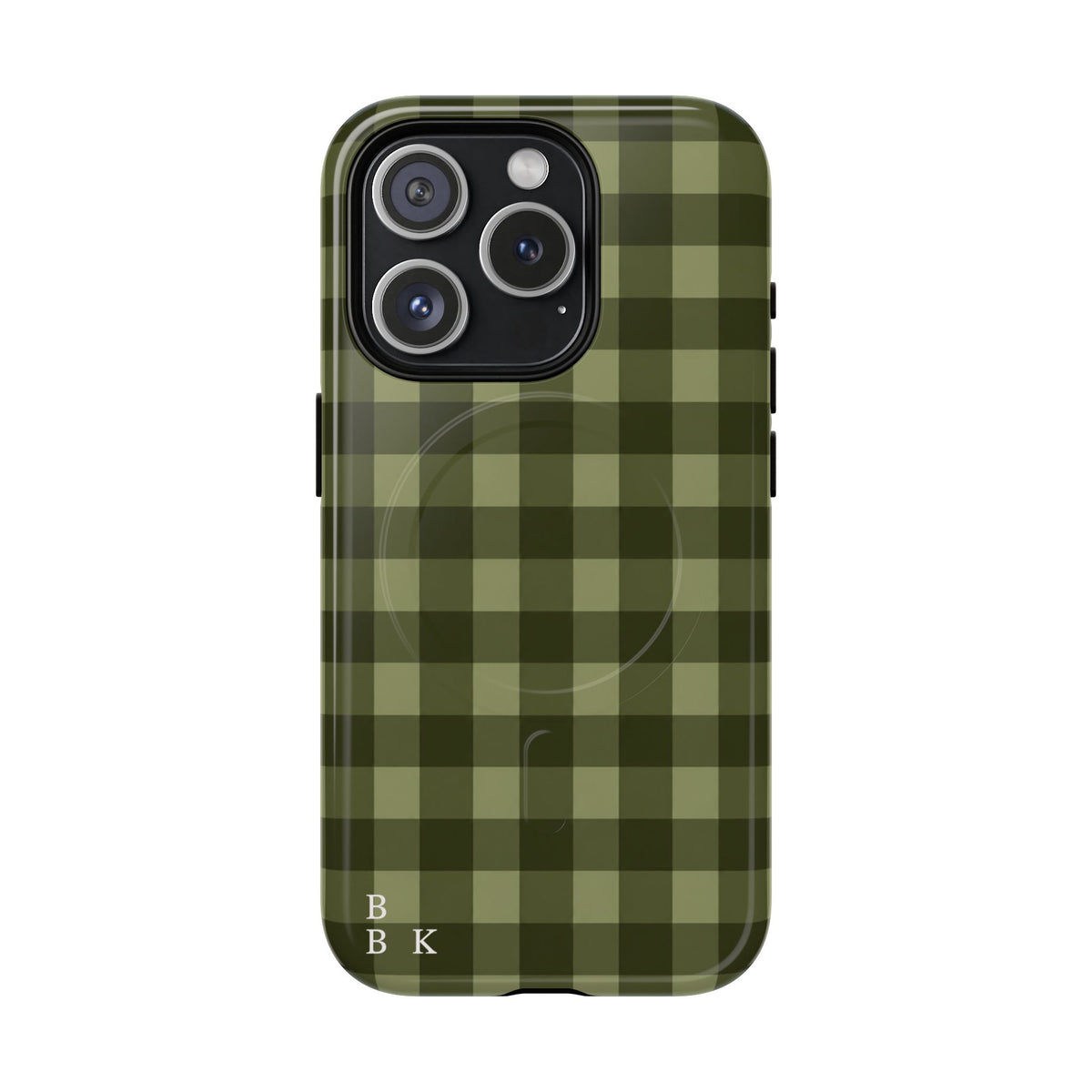 Green Buffalo Plaid Magnetic Phone Case — Tough Protective MagSafe-Compatible Case