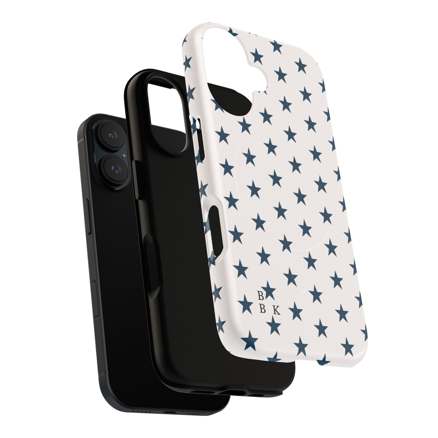 Star Pattern Tough Magnetic Phone Case — Navy Stars on White