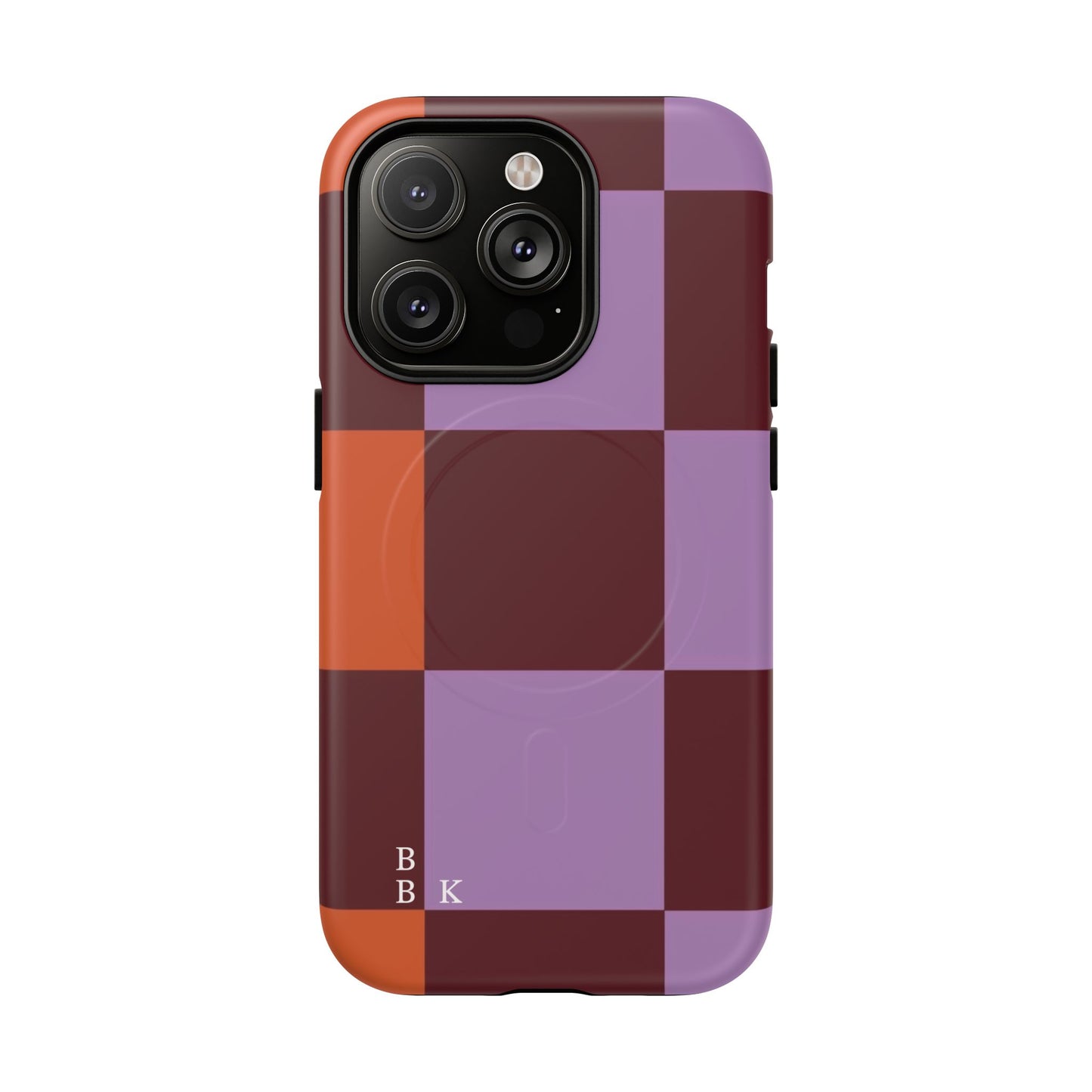 Retro Checker Magnetic Phone Case — Purple & Terracotta Geometric Protection