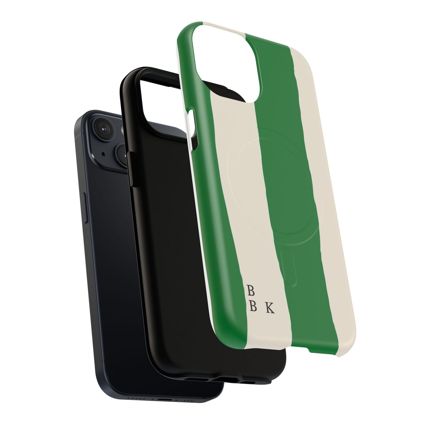 Green Stripe Tough Magnetic Phone Case — Custom Monogram BBK