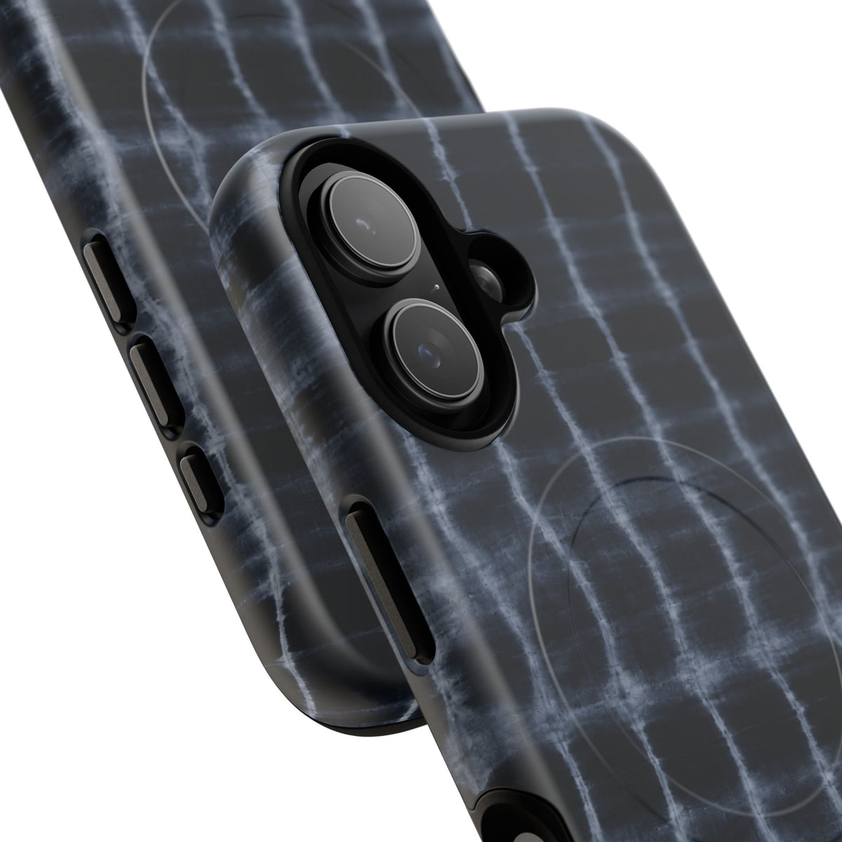 Magnetic Phone Case — Black Tie-Dye Tough Protective Cover with MagSafe