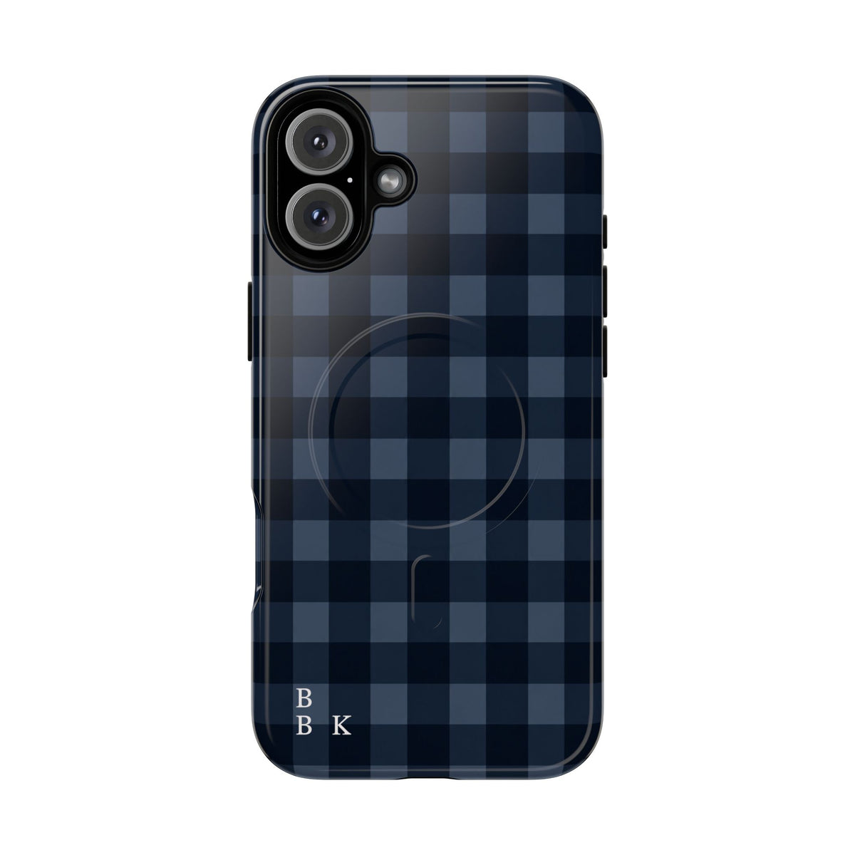 Plaid Magnetic Phone Case — Navy Buffalo Check Tough MagSafe-Compatible Case