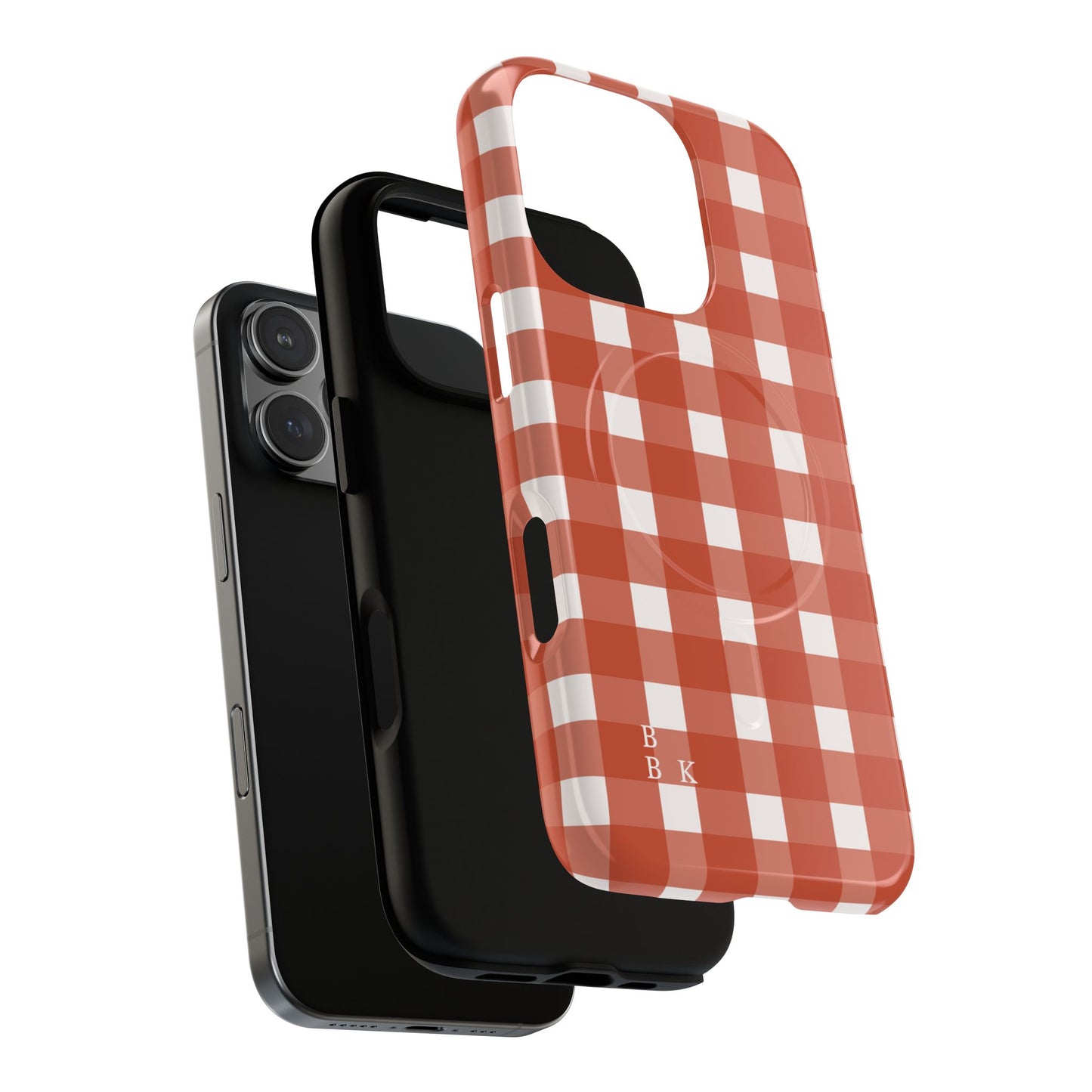 Burnt Orange Gingham Tough Magnetic Phone Case — Plaid Protective iPhone Cover