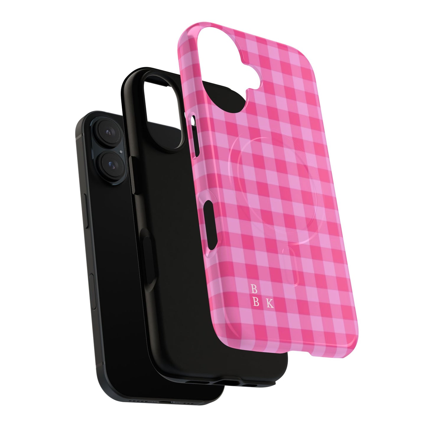 Pink Gingham Tough Magnetic Phone Case – Durable Checkered Design
