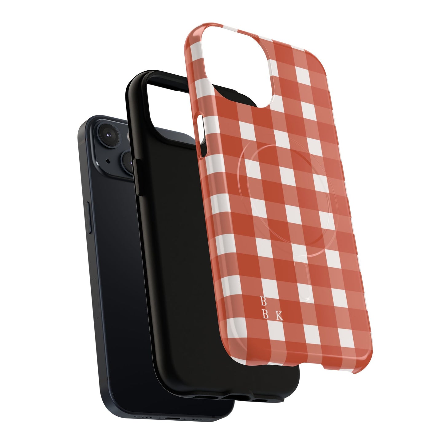 Burnt Orange Gingham Tough Magnetic Phone Case — Plaid Protective iPhone Cover