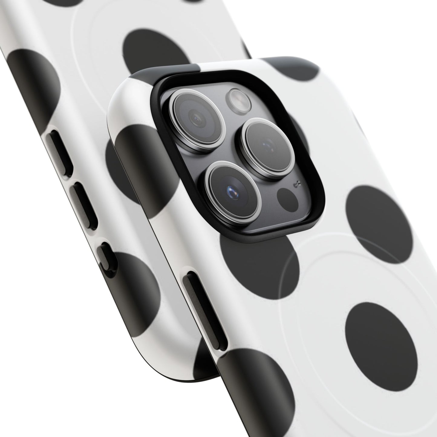 Polka Dot Magnetic Phone Case — Black & White Retro Dot Tough Case