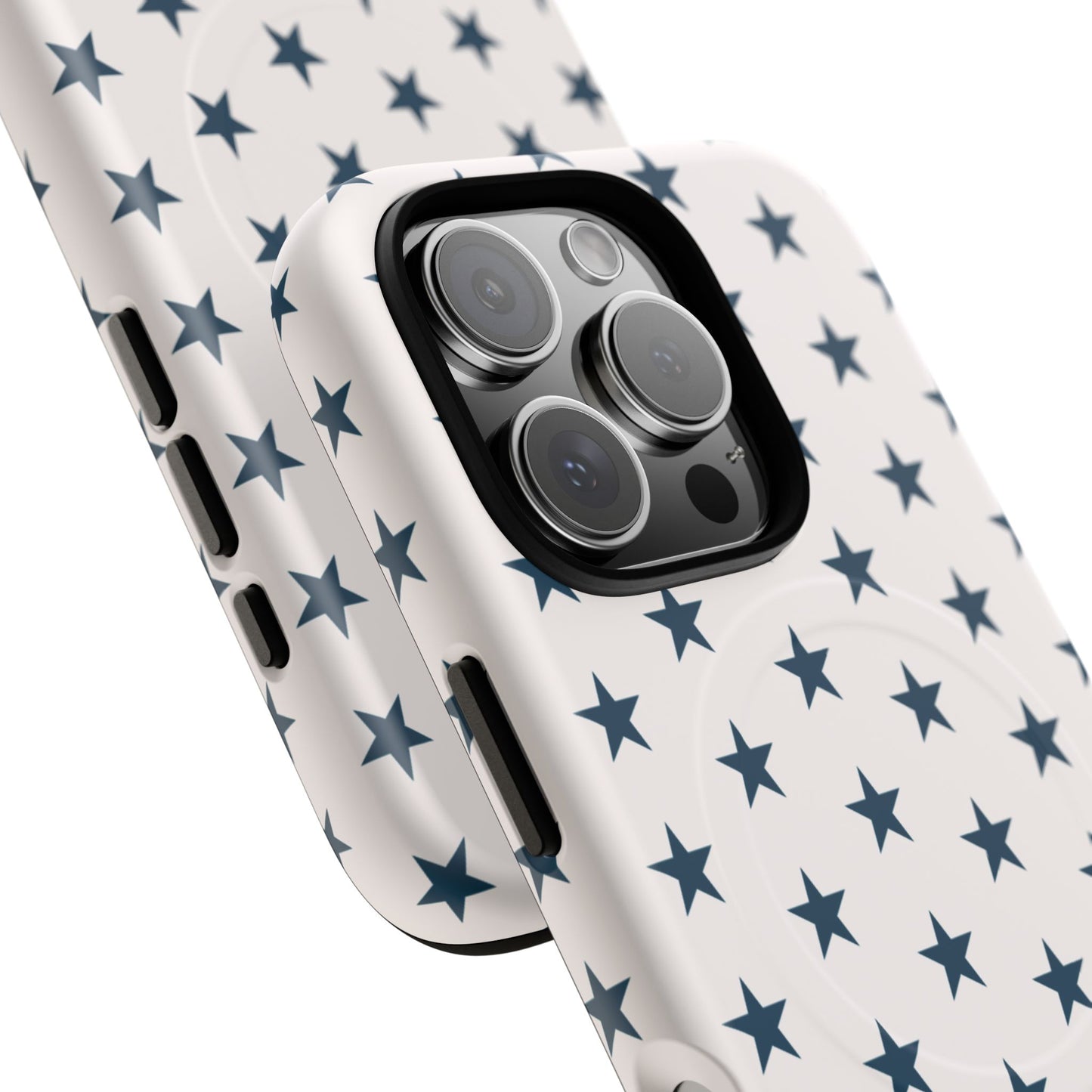 Star Pattern Tough Magnetic Phone Case — Navy Stars on White