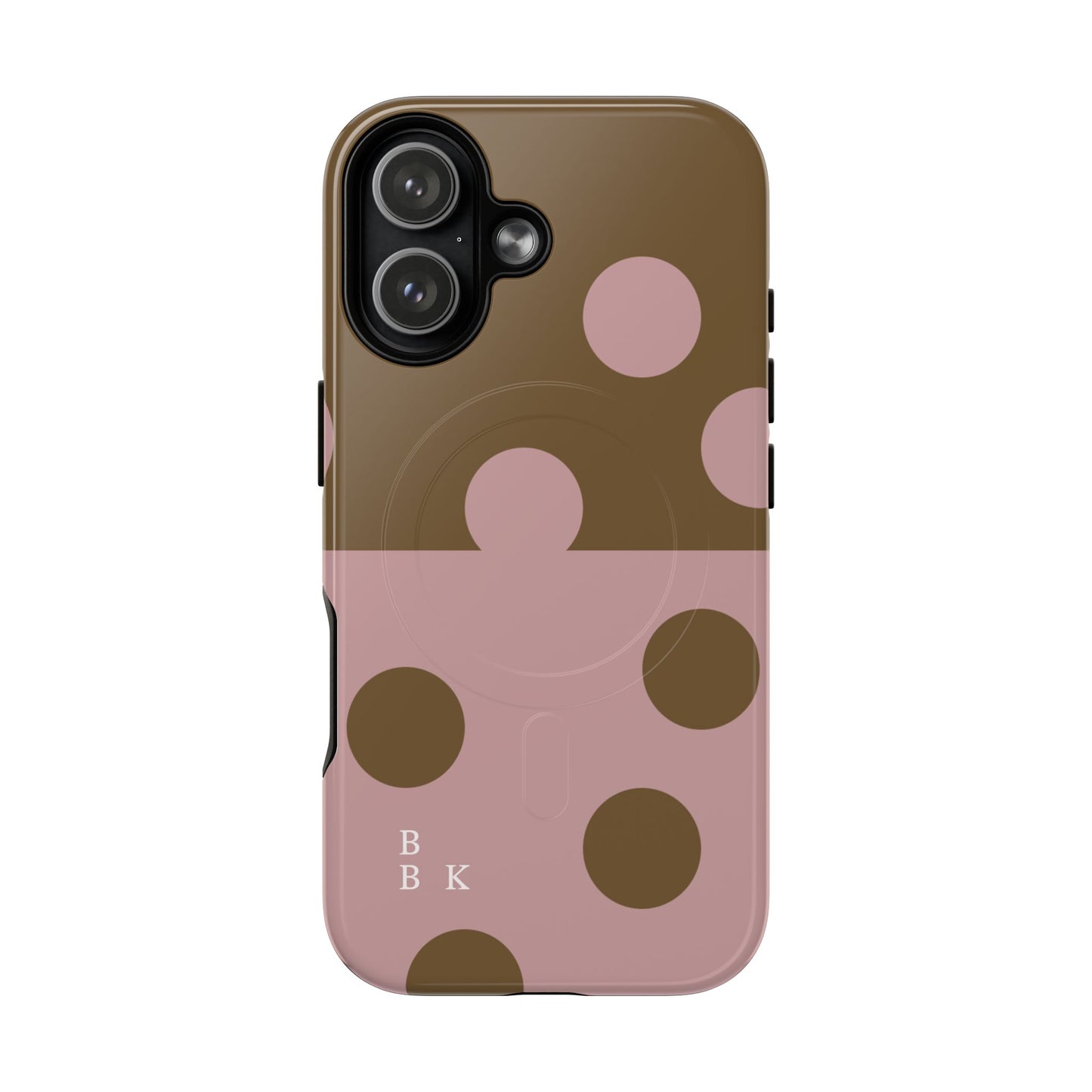 Pink + Yellow Polka Dot Magnetic Tough Case — Protective Magnetic Phone Case with 'BBK' Accent