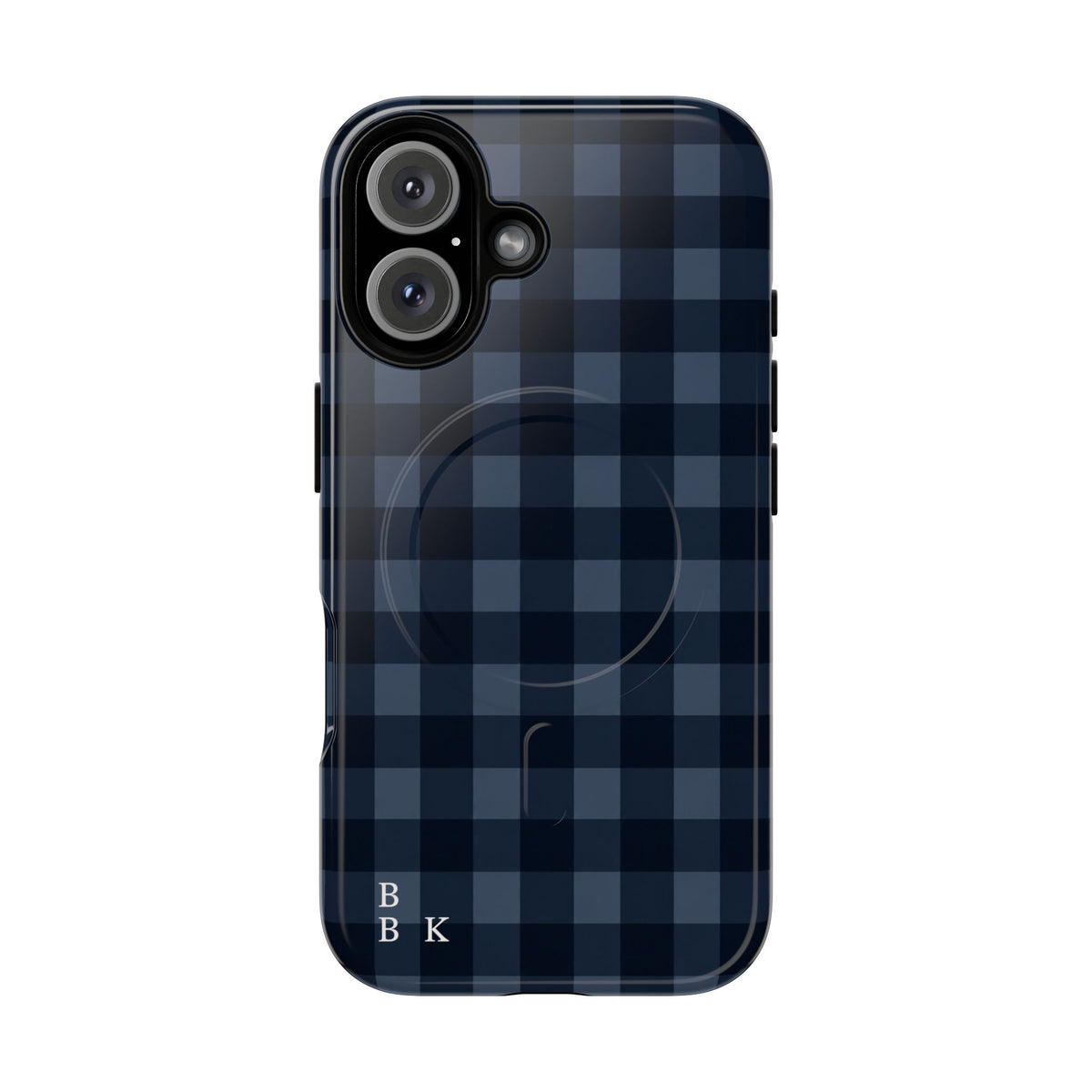 Plaid Magnetic Phone Case — Navy Buffalo Check Tough MagSafe-Compatible Case