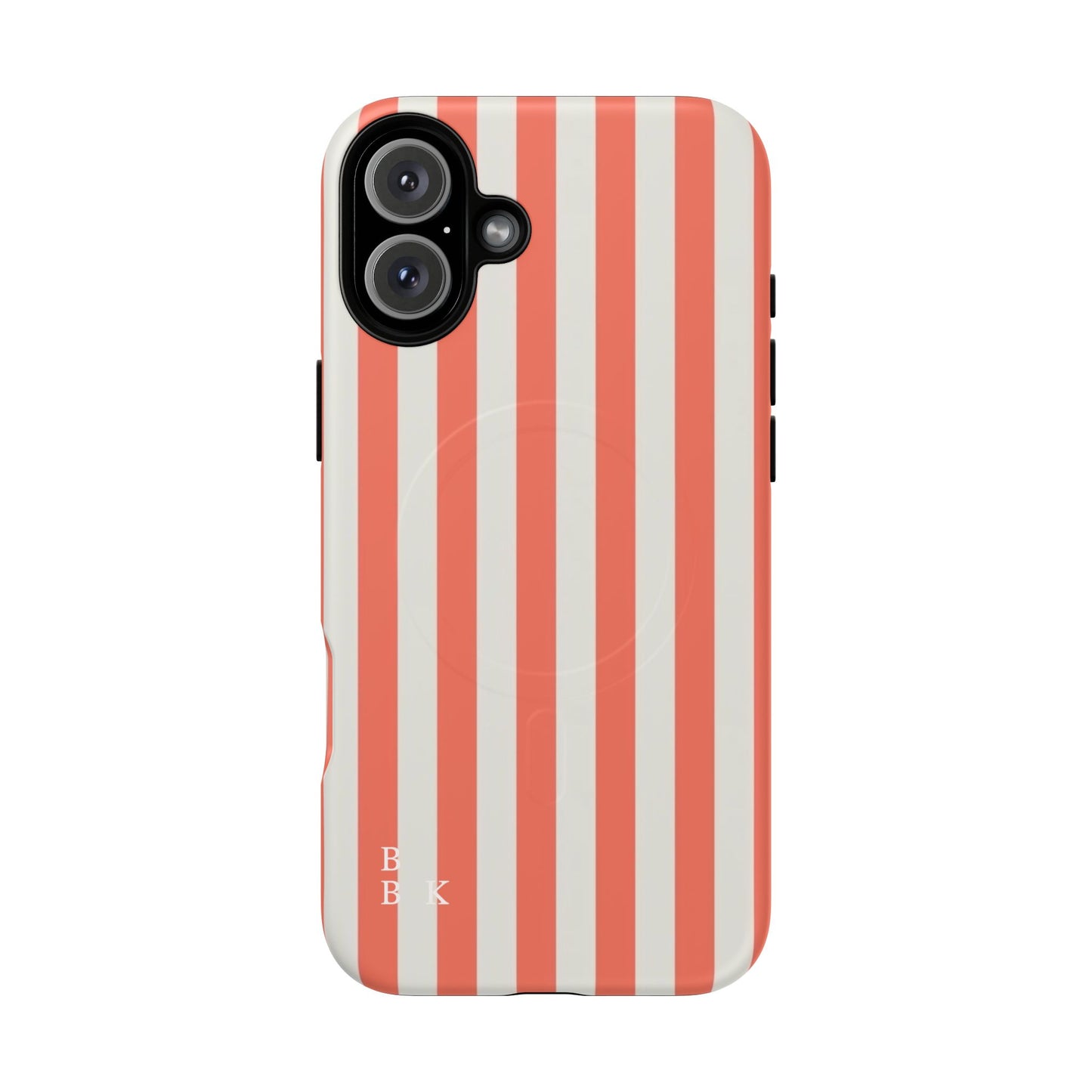 Striped Coral Magnetic Phone Case — Slim Protective Case with Vertical Red-White Stripes