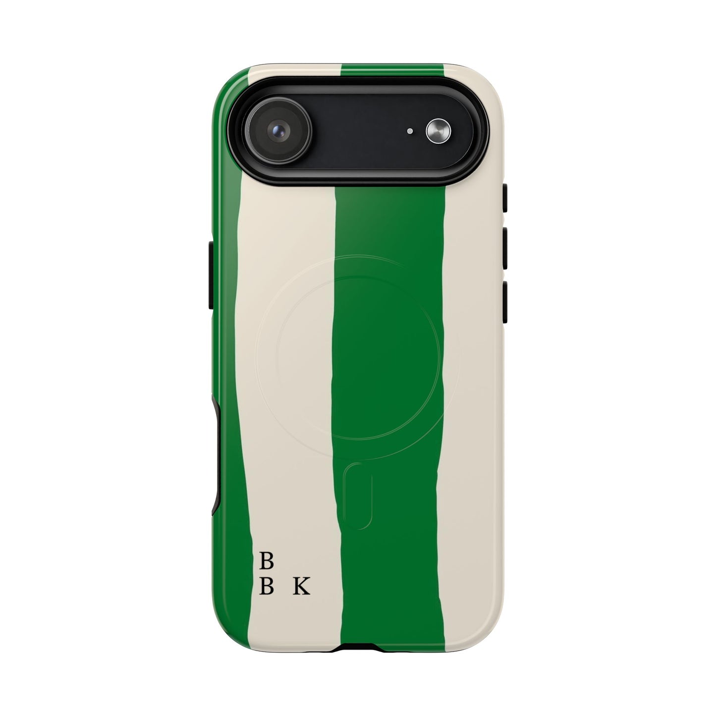 Green Stripe Tough Magnetic Phone Case — Custom Monogram BBK