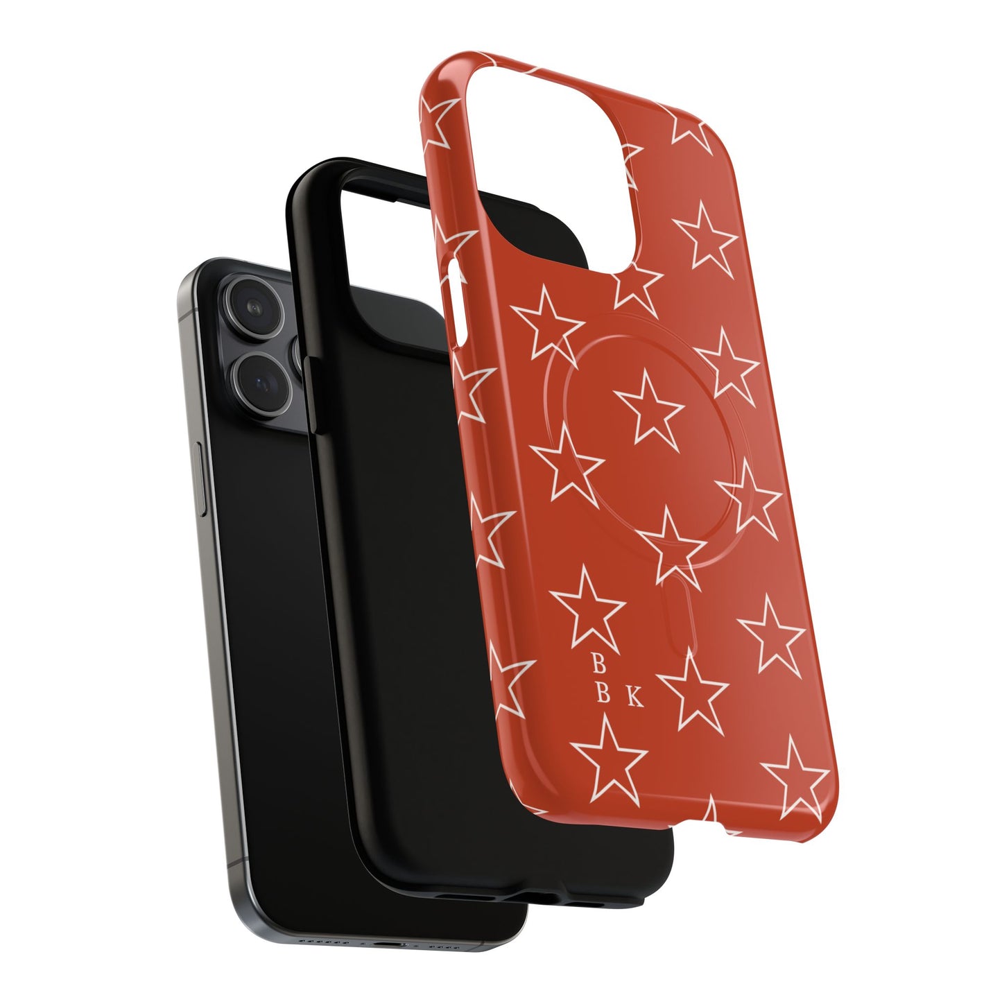 Star Pattern Tough Magnetic Phone Case — Rust Red Protective iPhone Cover
