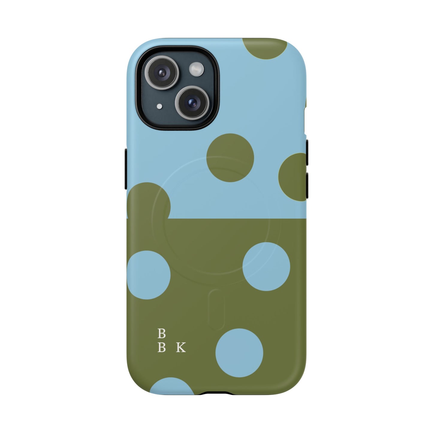 Polka Dot Magnetic Phone Case — Blue & Olive Protective Snap-On Cover