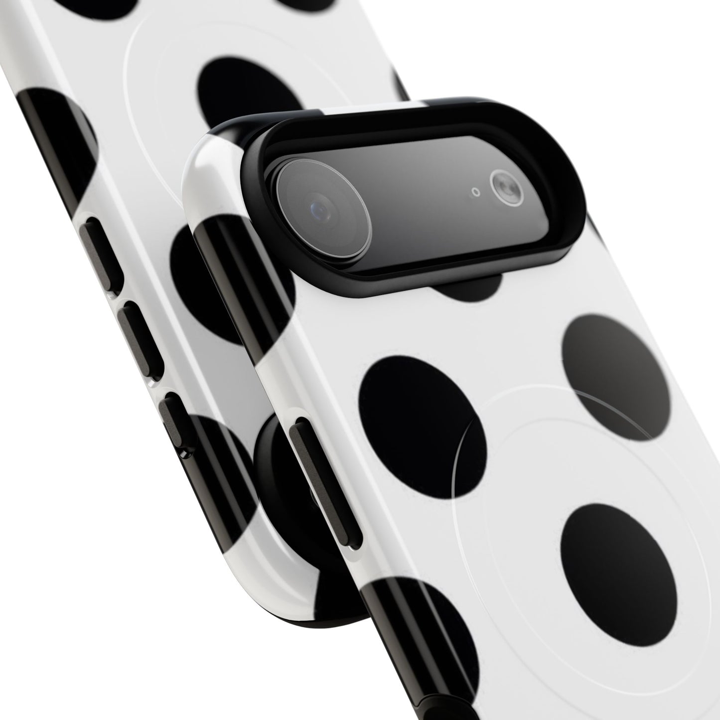 Polka Dot Magnetic Phone Case — Black & White Retro Dot Tough Case