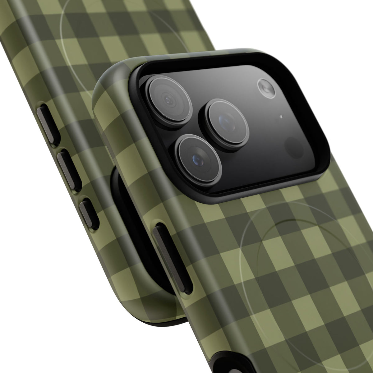 Green Buffalo Plaid Magnetic Phone Case — Tough Protective MagSafe-Compatible Case