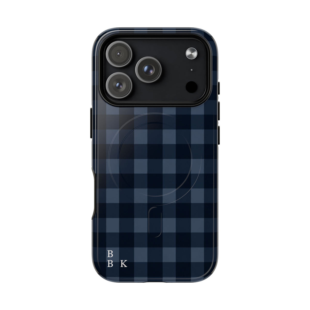 Plaid Magnetic Phone Case — Navy Buffalo Check Tough MagSafe-Compatible Case