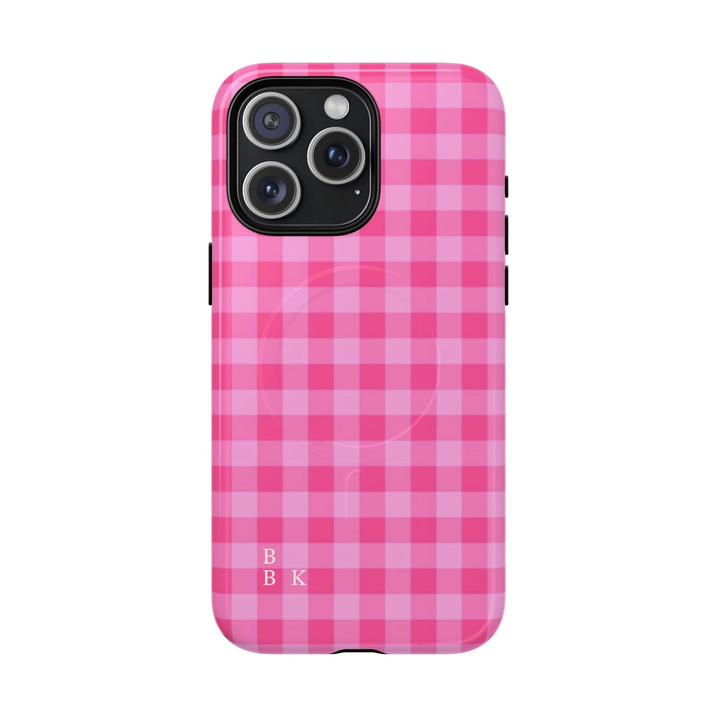 Pink Gingham Tough Magnetic Phone Case – Durable Checkered Design