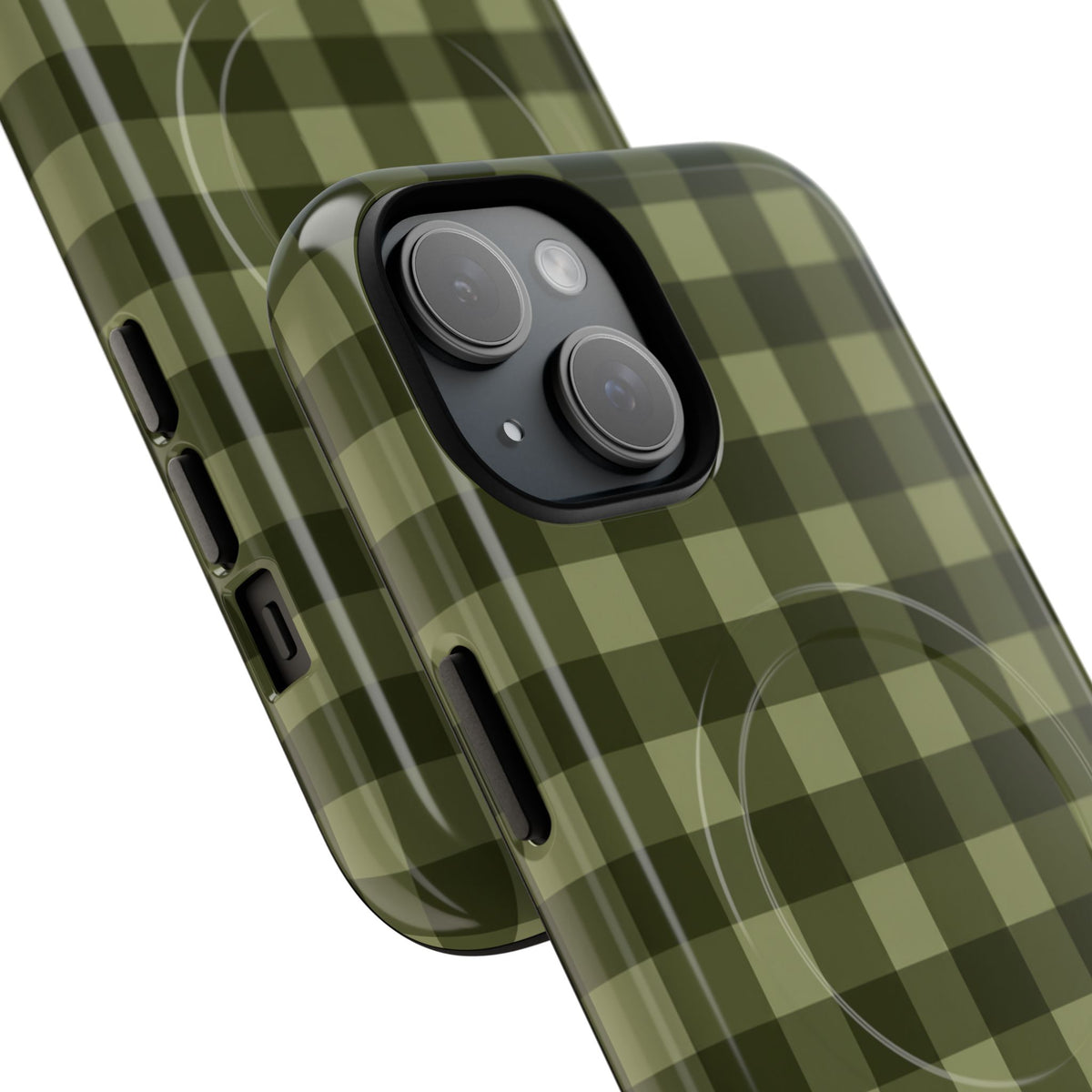 Green Buffalo Plaid Magnetic Phone Case — Tough Protective MagSafe-Compatible Case