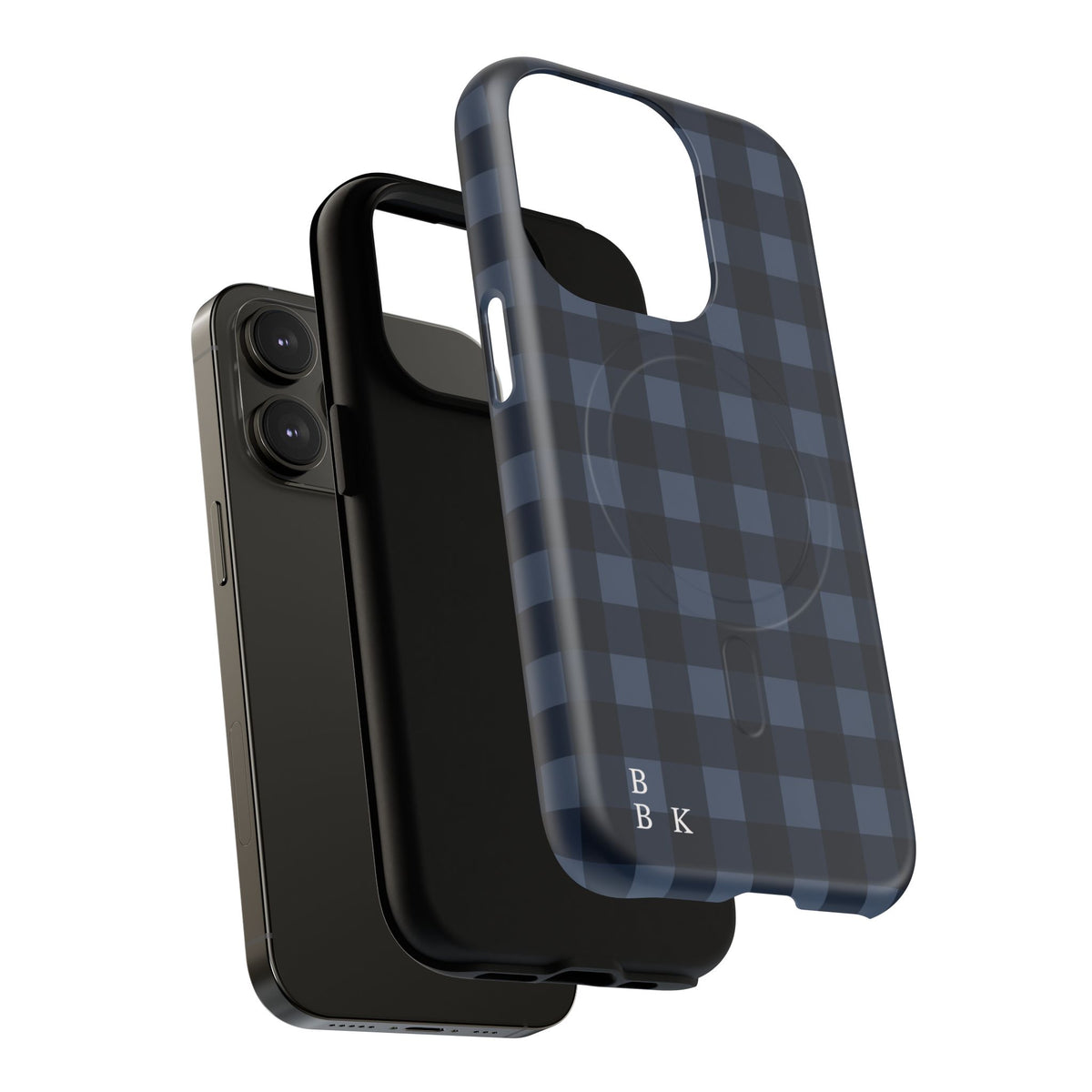 Plaid Magnetic Phone Case — Navy Buffalo Check Tough MagSafe-Compatible Case