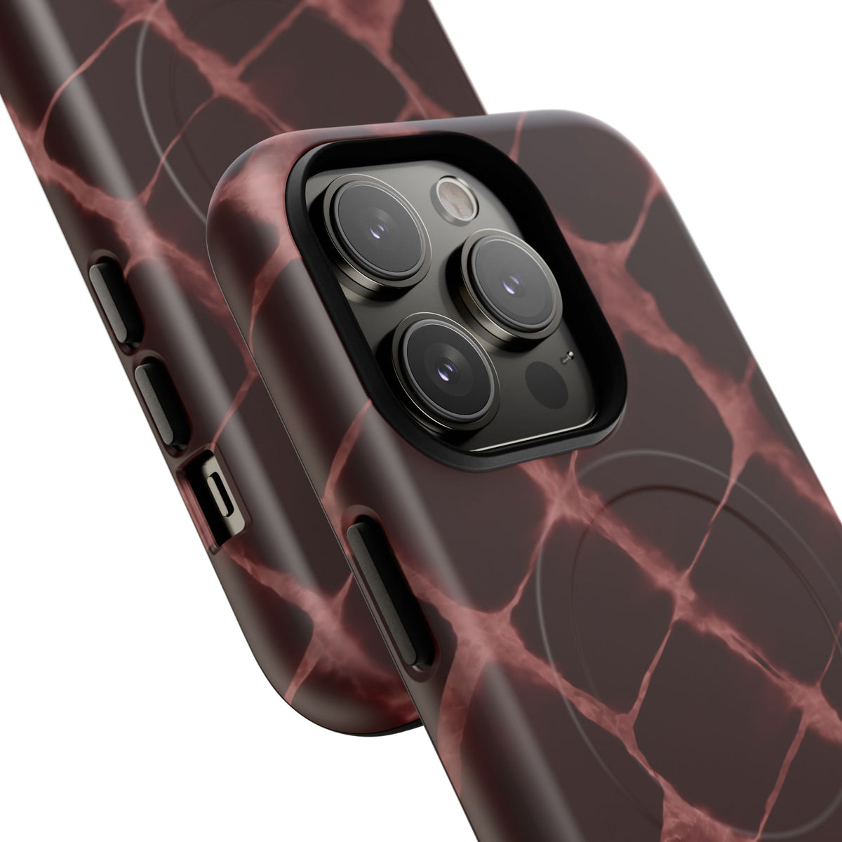 Magnetic Phone Case — Burgundy Marble Tough Protective Cover