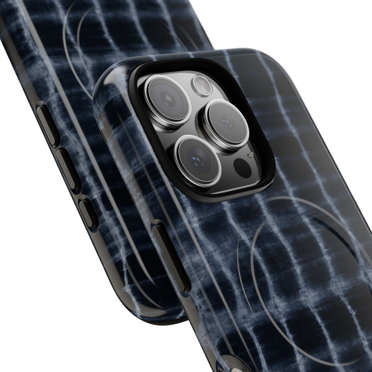 Magnetic Phone Case — Black Tie-Dye Tough Protective Cover with MagSafe