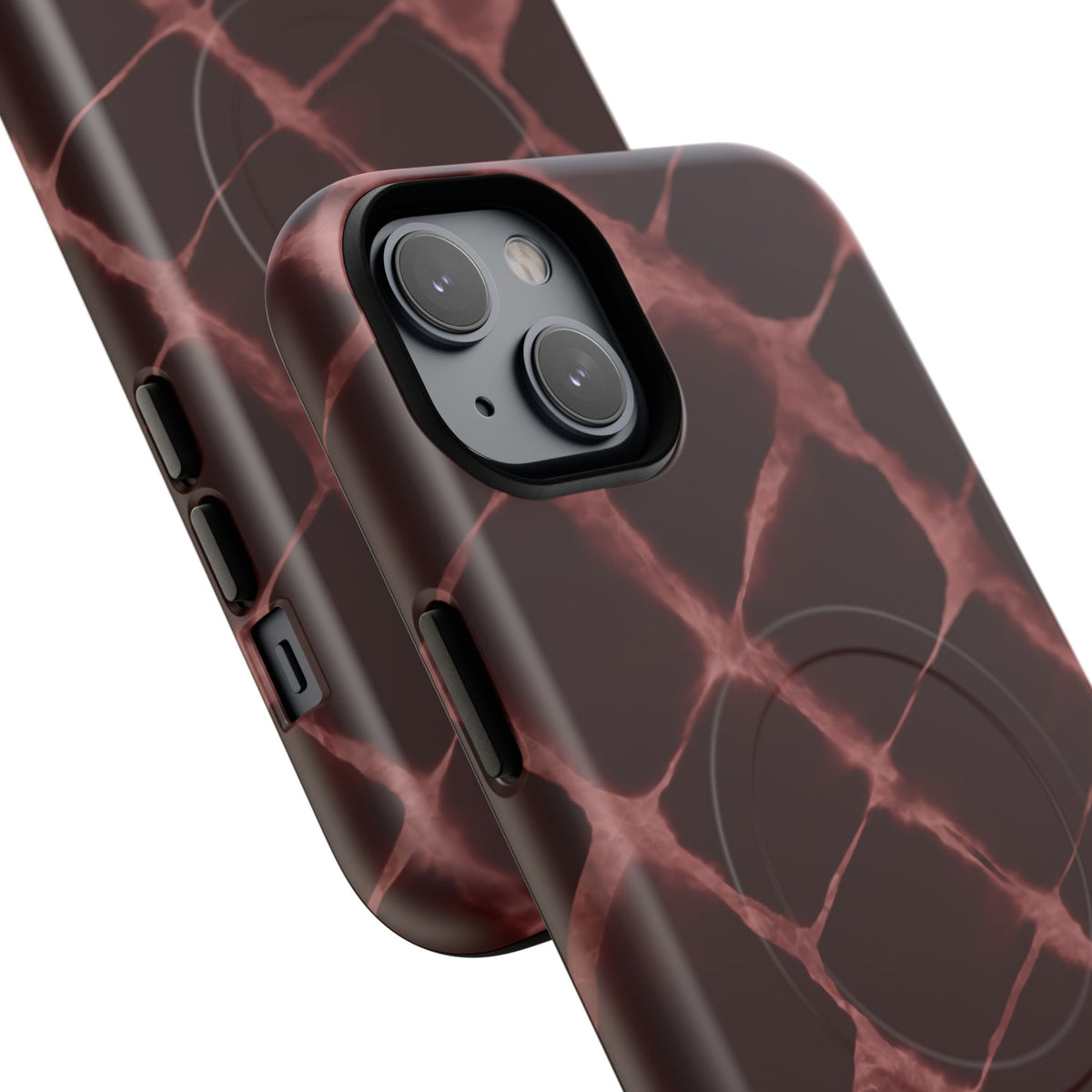 Magnetic Phone Case — Burgundy Marble Tough Protective Cover