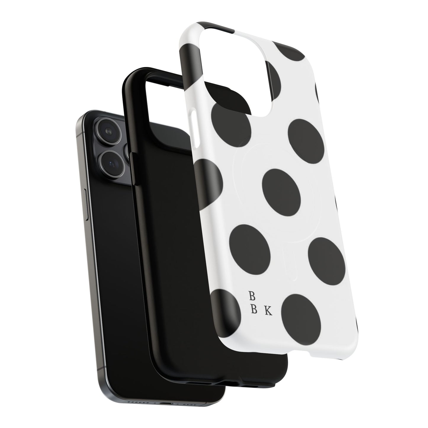 Polka Dot Magnetic Phone Case — Black & White Retro Dot Tough Case