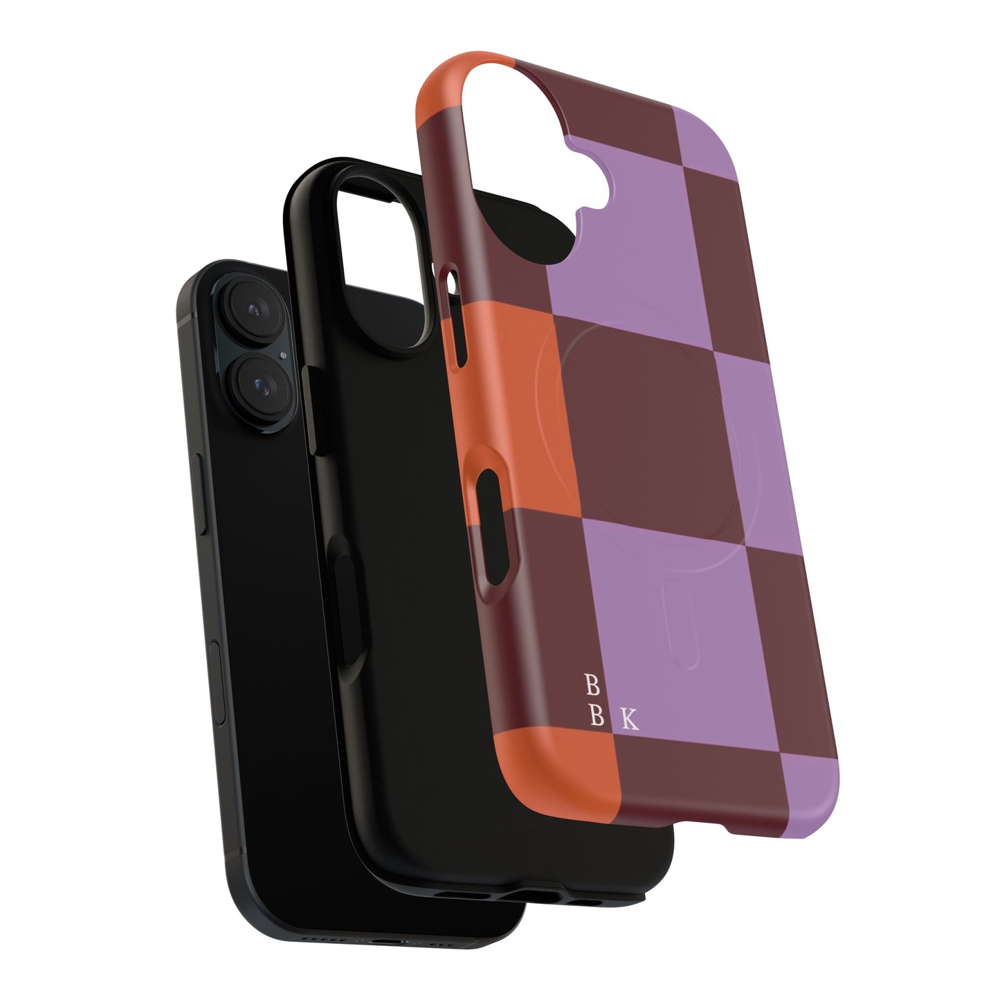 Retro Checker Magnetic Phone Case — Purple & Terracotta Geometric Protection