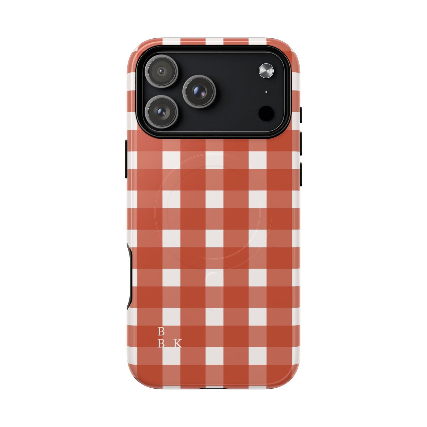 Burnt Orange Gingham Tough Magnetic Phone Case — Plaid Protective iPhone Cover