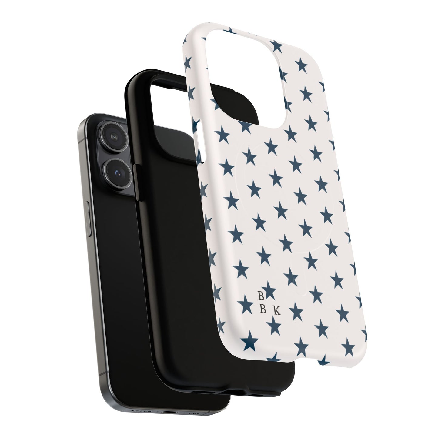 Star Pattern Tough Magnetic Phone Case — Navy Stars on White