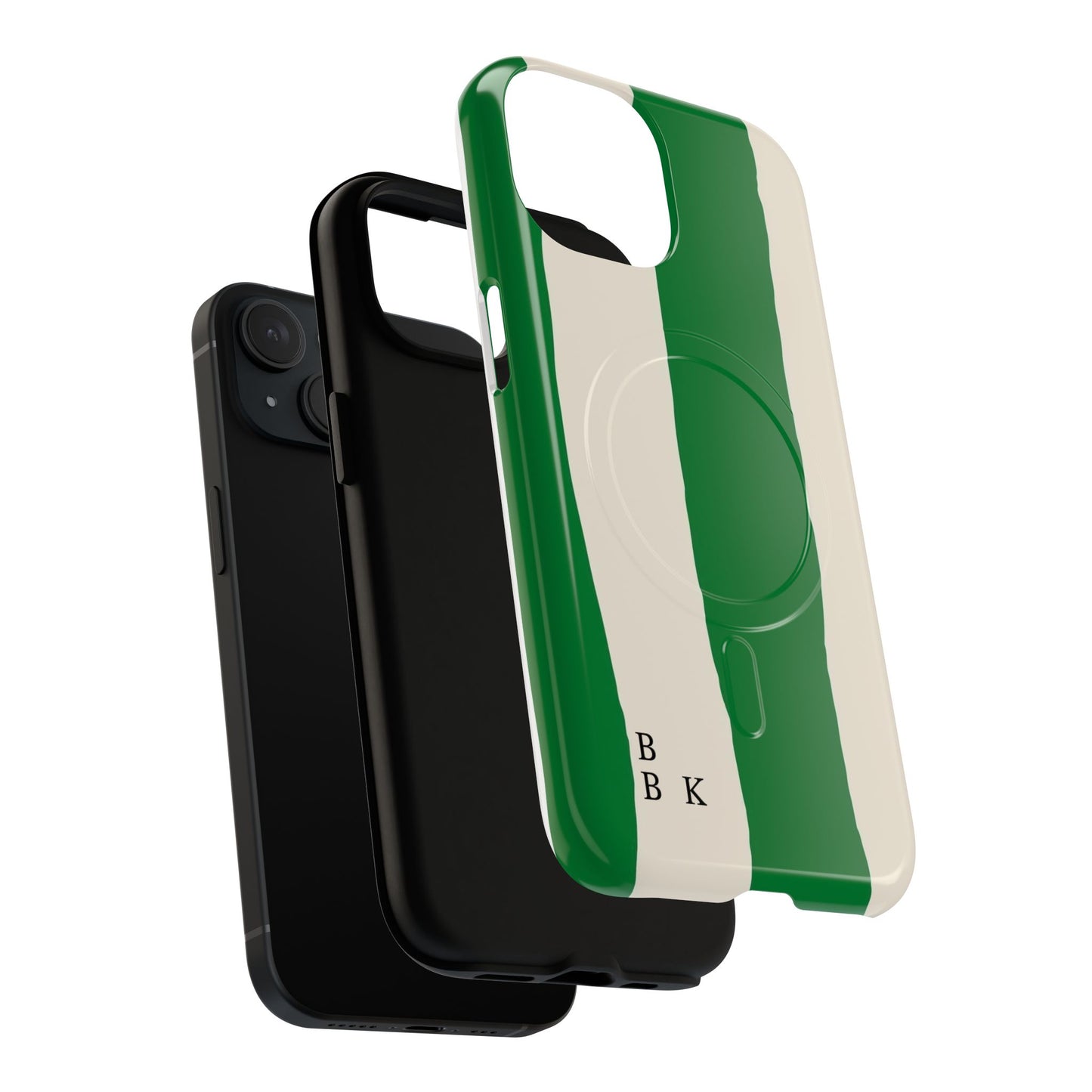 Green Stripe Tough Magnetic Phone Case — Custom Monogram BBK