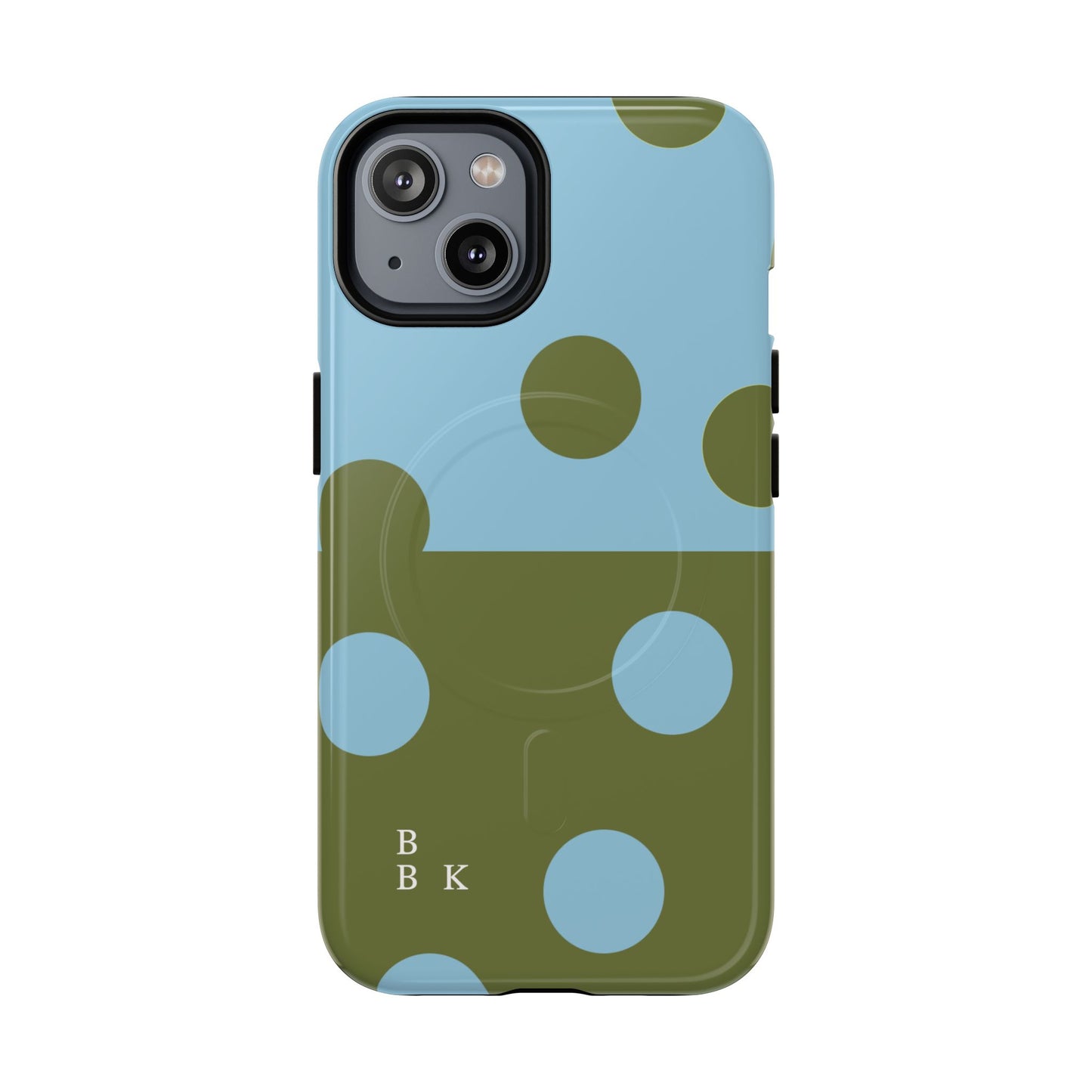 Polka Dot Magnetic Phone Case — Blue & Olive Protective Snap-On Cover