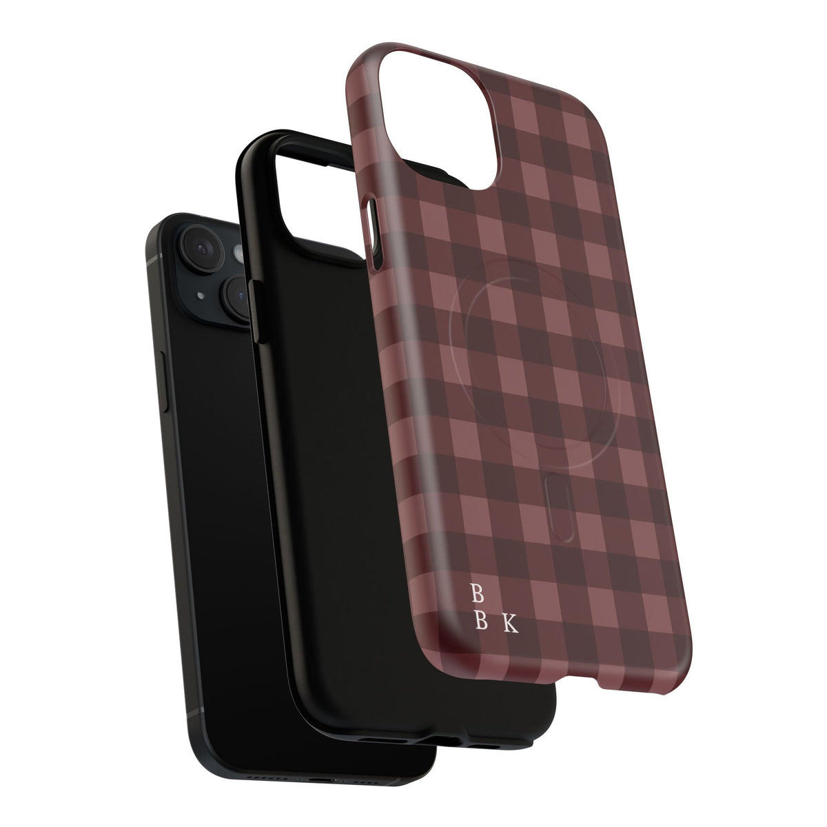 Plaid Magnetic Phone Case — Burgundy Buffalo Check Tough Protective Cover